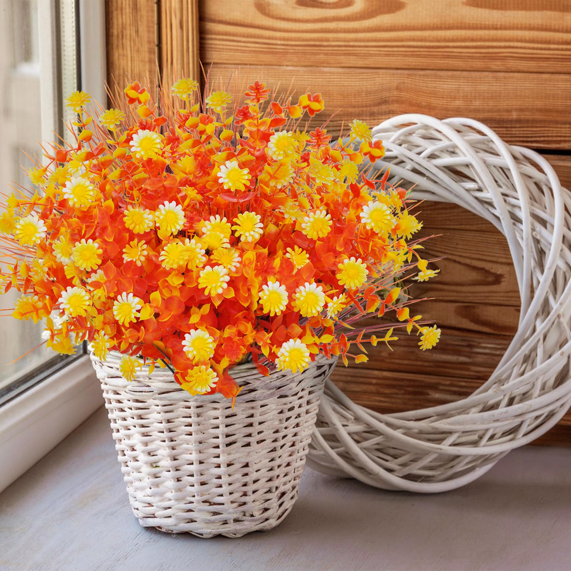 Banlilu 8 Bündel Künstliche Herbstblumen - Wetterfeste Deko Für Garten & Balkon In Gelb