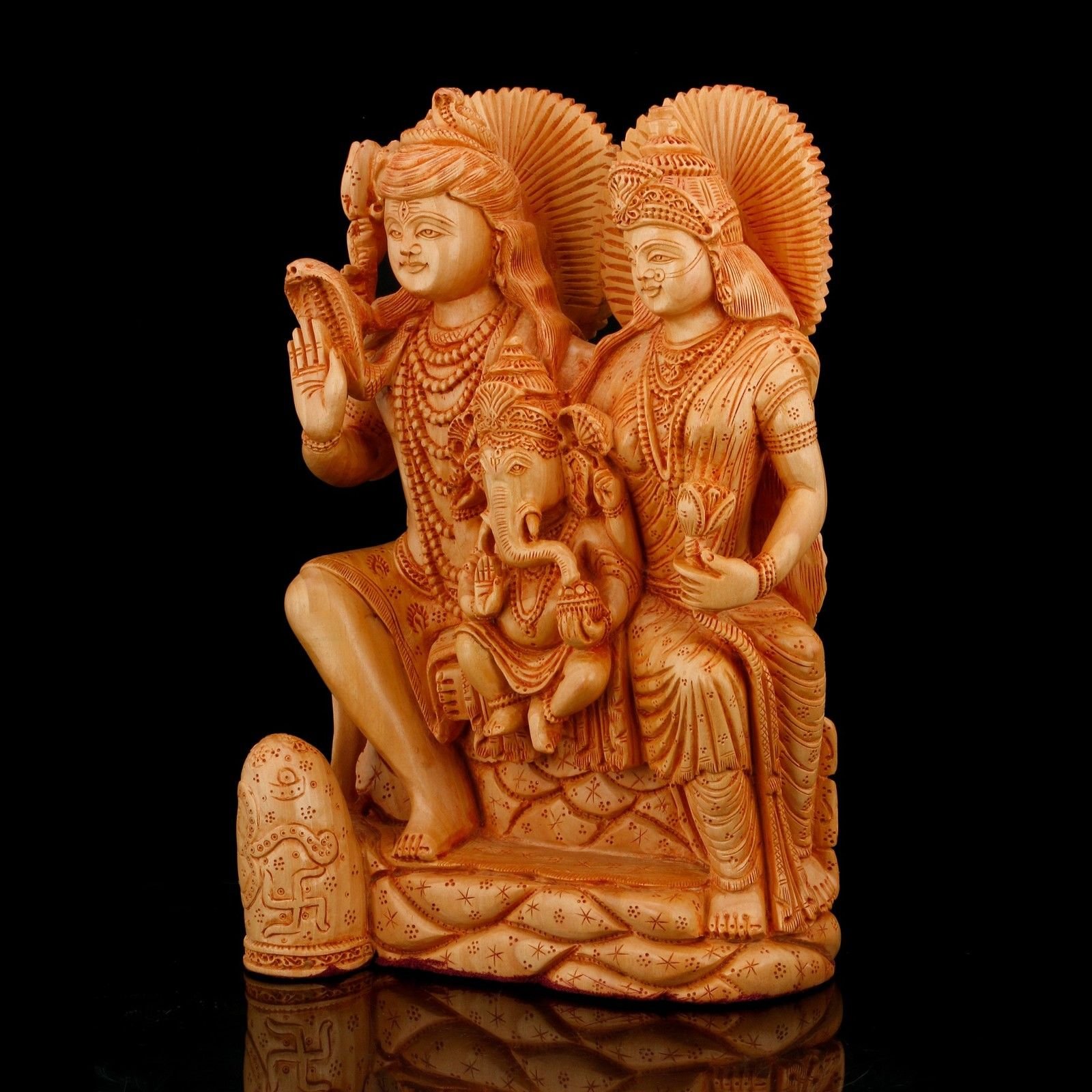 Buy Collectible India 10.5 Inches Wooden Shiva Family Idol Handmade God