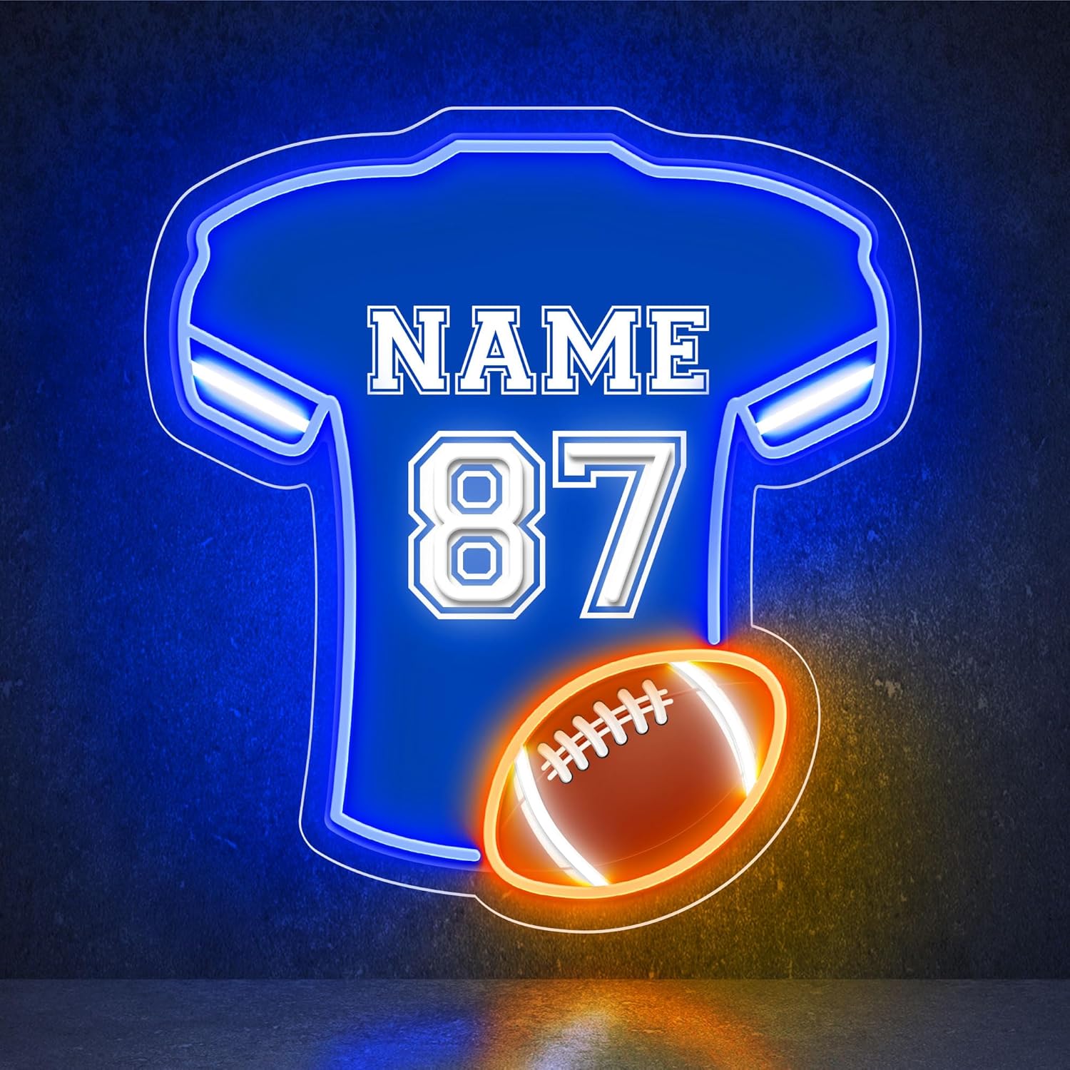 Custom Football Jersey Neon Signs for Wall Decor, Customizable Name Number Sports Light Up Sign Football Neon Sign, Personalized Led Signs for Bedroom Party Bar Decor Birthday Christmas Gifts