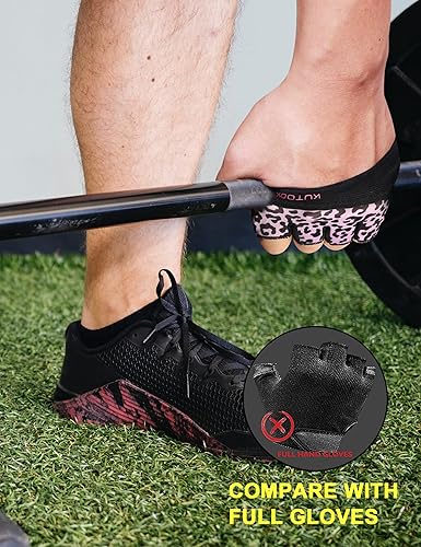 Miniatura 2 de KUTOOK Guantes de levantamiento de pesas para mujer, guantes de entrenamiento de gimnasio con protección de palma y agarre adicional, guantes de