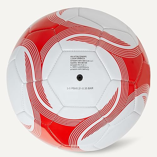 Miniatura 4 de Tienda Basics Durable PVC Soccer Ball with Pump for Training and Practice, Indoor Outdoor Use, White and Red