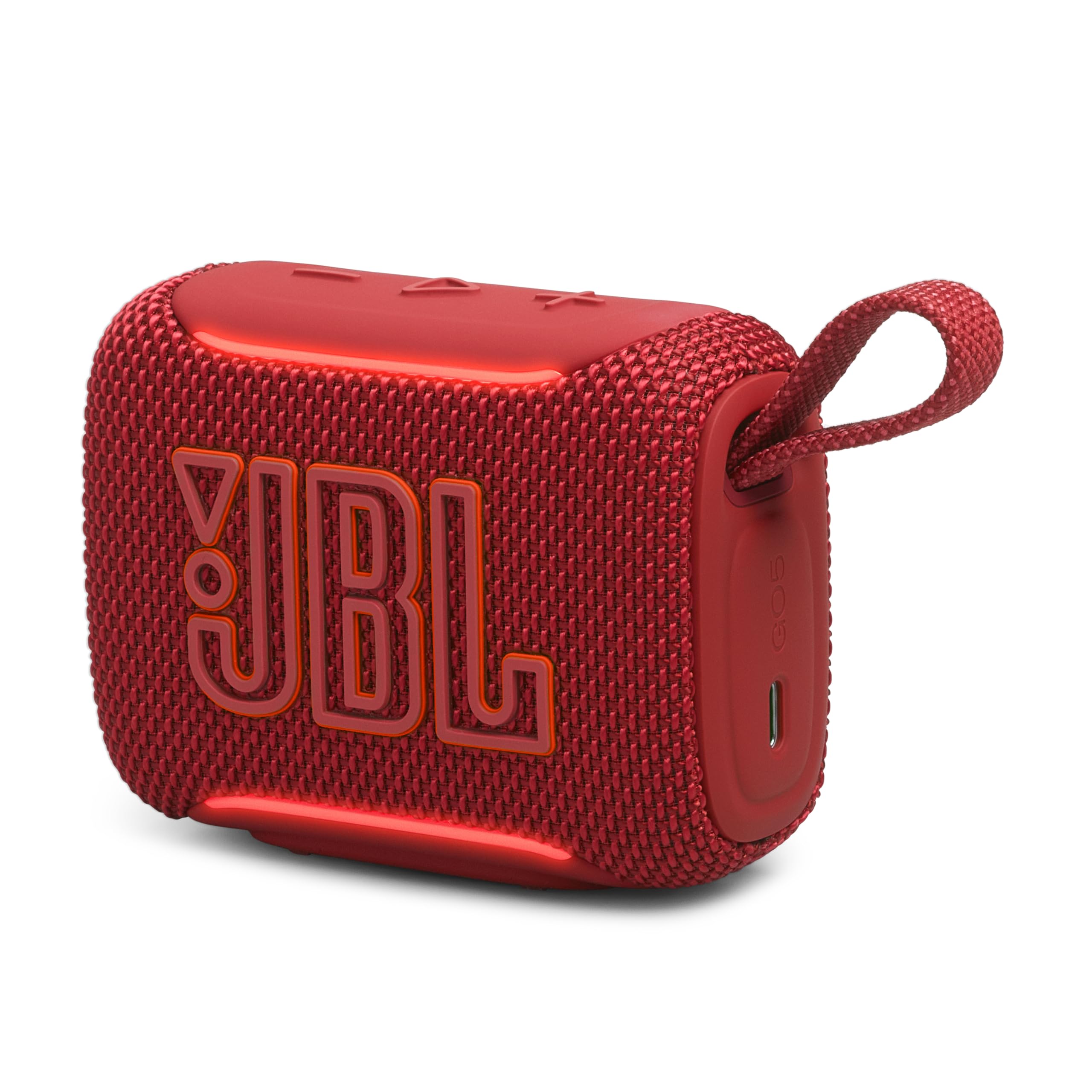 JBL Go 5 - Ultra-Portable Waterproof & Drop-Proof Speaker with JBL Legendary Sound & Ambient Edge Lighting, AirTouch Instant Stereo Pairing or Link Multiple Compatible Speakers via Auracast™ (Red) - 2