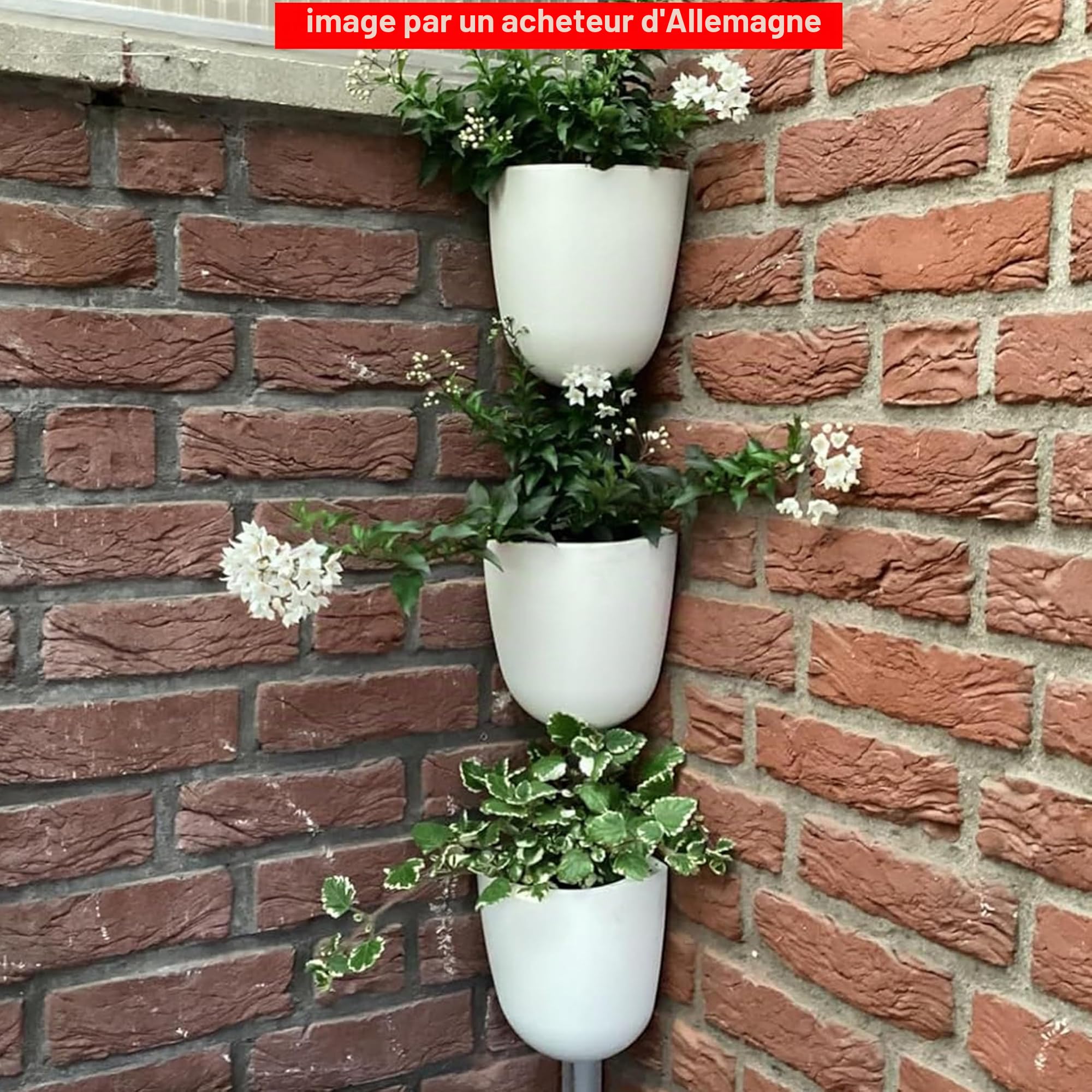 ORIMERC Lot de 4 pots de fleurs triangulaires en plastique à fixation murale pour plantes succulentes d'intérieur ou d'extérieur Blanc