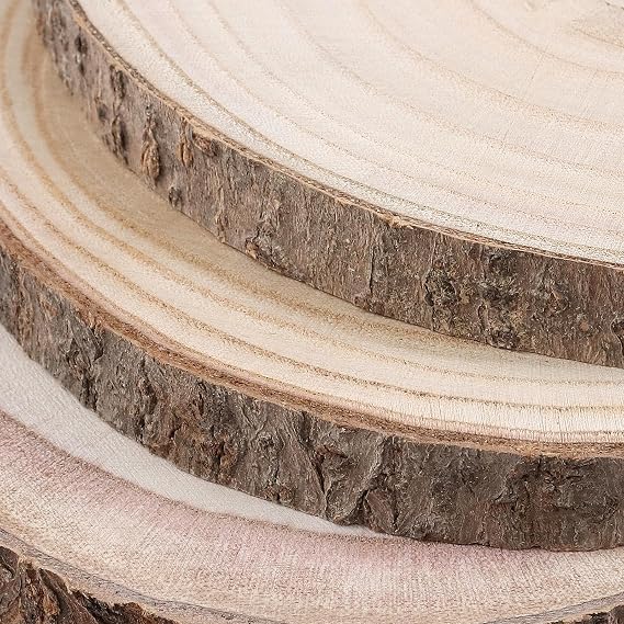 PINGEUI 12 Pack Wood Slices, 7-8 Inch Natural Wood Slices Circle Crafts, Round Rustic DIY Wooden Circle Crafts for Wedding Table Decor