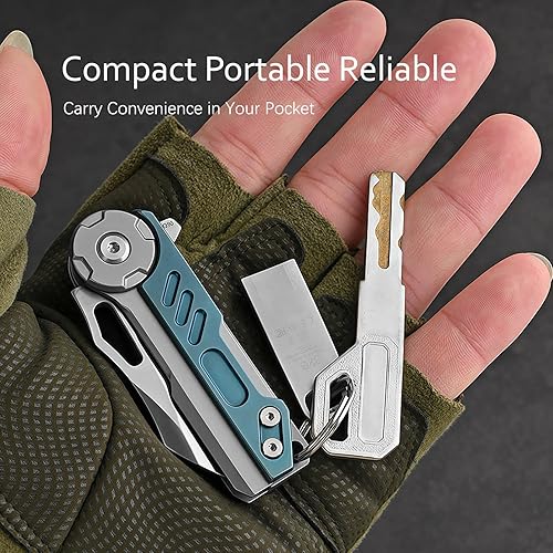 Miniatura 3 de UNIQTINT Mini EDC - Cuchillo plegable para caballeros con mango de acero inoxidable, cuchillo de bolsillo de 2.4 onzas con hoja de acero M390 de 1.8