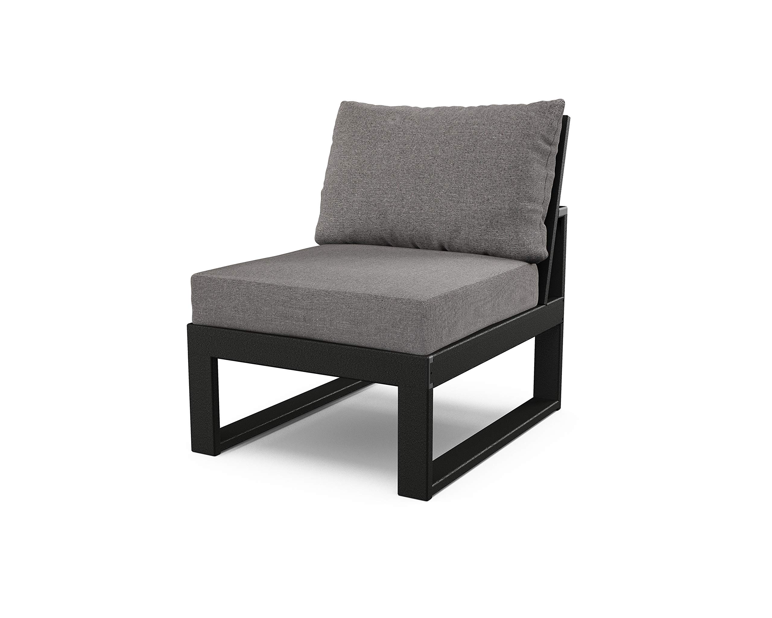 Polywood Unbranded Modular Armless Chair in Black/Grey Mist Set of 2