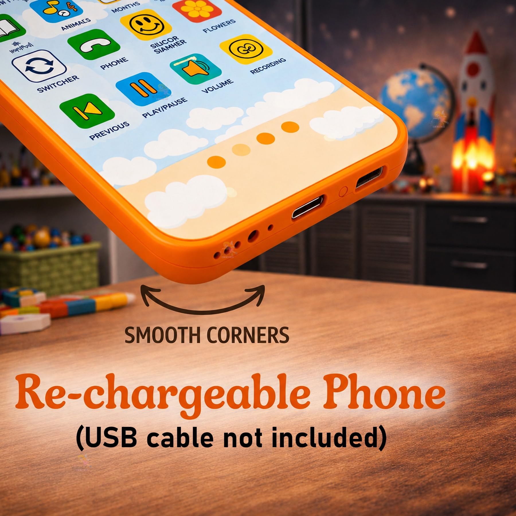 Wishkey Edu Phone for Kids 2.0 Princess Theme 28 Functions 84 Features Rechargeable USB Cable Not Included Toddler Learning Mobile Toy with Multi-Language 10 Indian Languages for Boys Girls Age 2+ 3