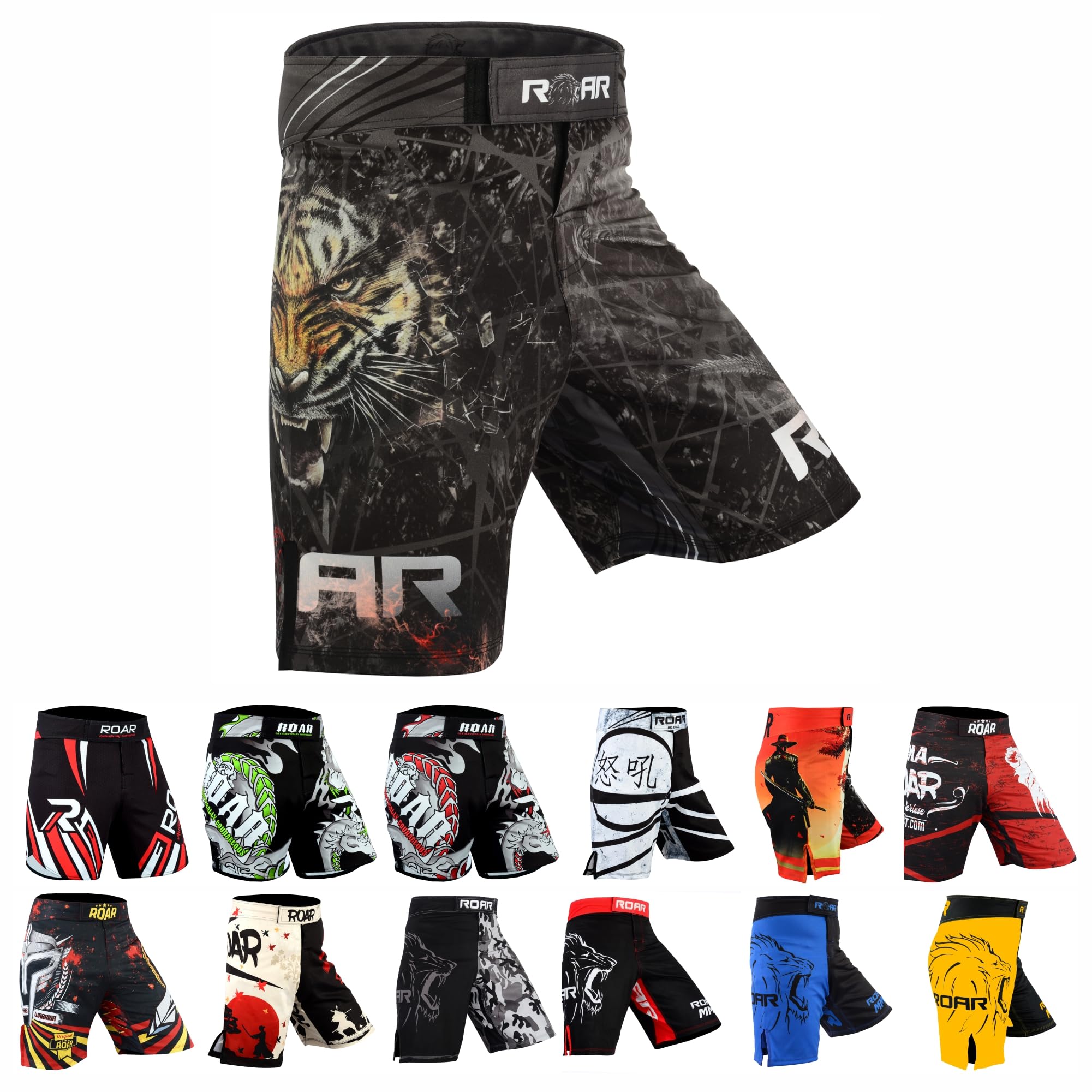 ROAR-INT MMA Fight Shorts Grappling Kickboxing Muay Thai Shorts BJJ Gym Training Running Athletic Wrestling Shorts