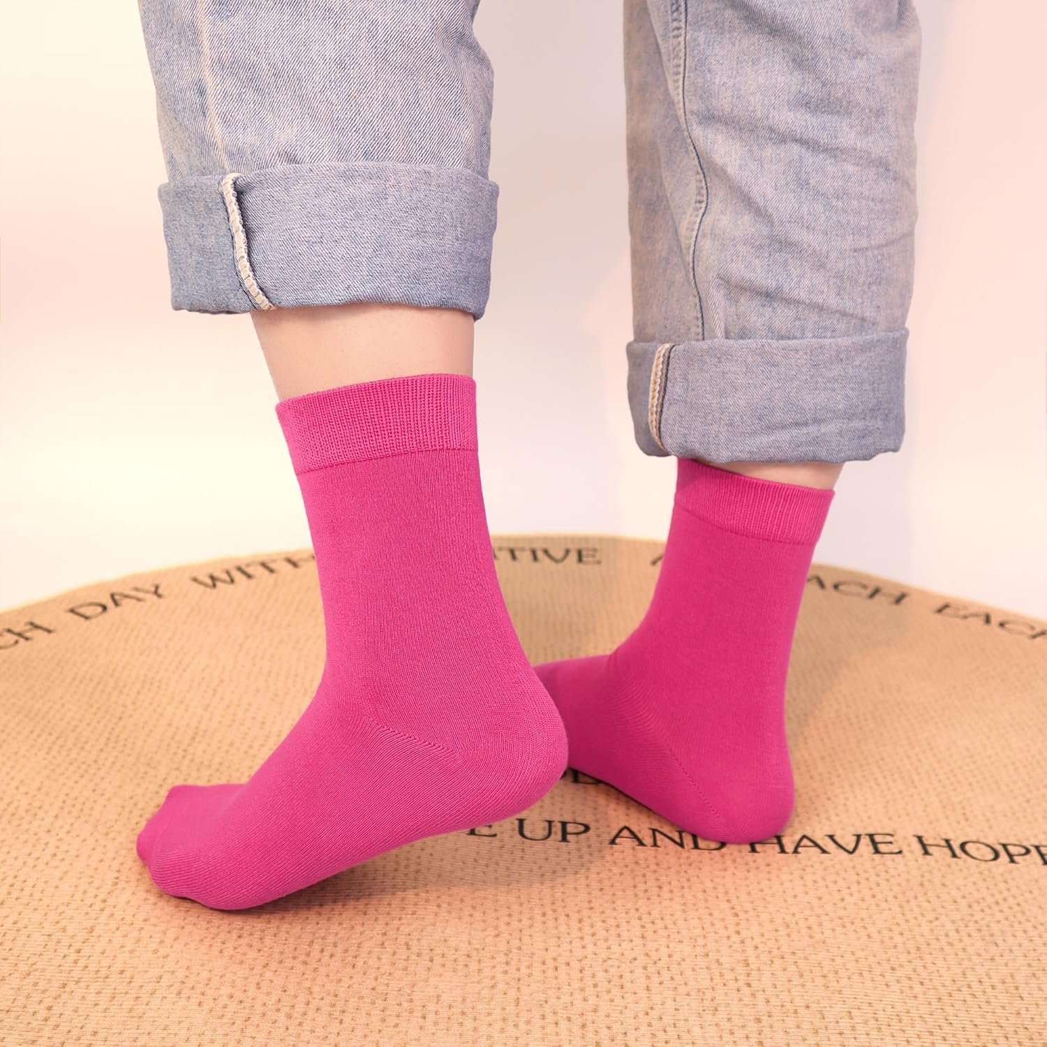 Women Thin Cotton Socks Comfort Breathable Soft Socks Above Ankle Crew Socks 5 Pairs - Image 2