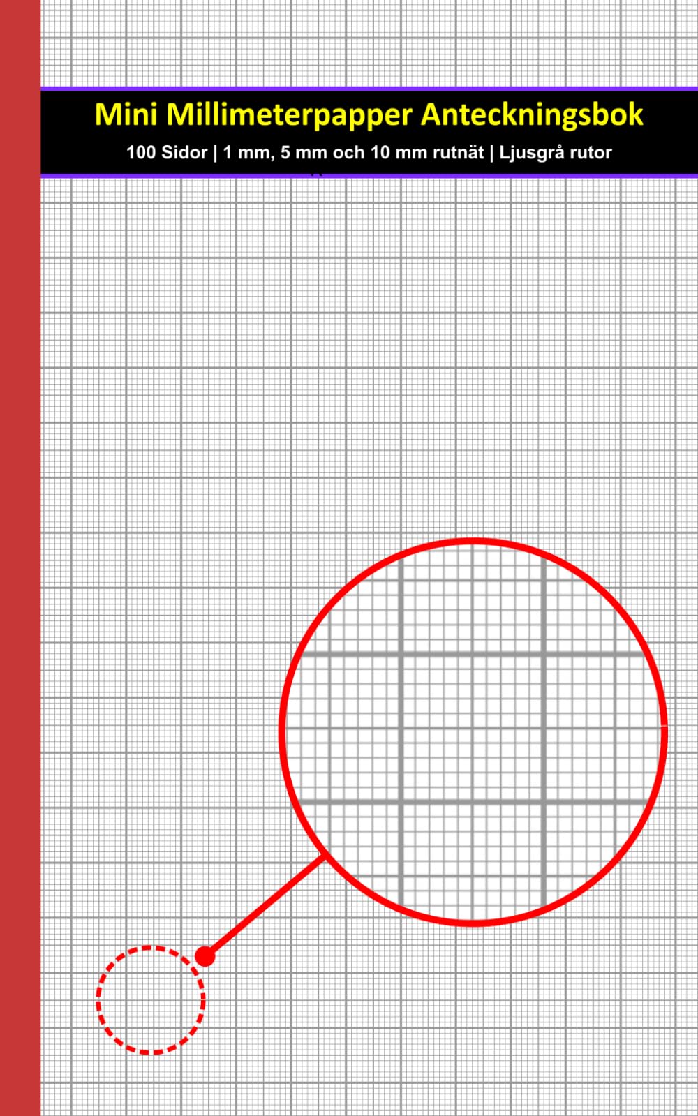 Mini Millimeter Grafpapper Anteckningsbok | Millimeterpapper | 1 mm, 5 mm och 10 mm rutnät: 5" x 8" (12.7 x 20.32 cm) | 100 sidor | Ljusgrå rutor | Perfekt för precisionsritningar, grafer och diagram