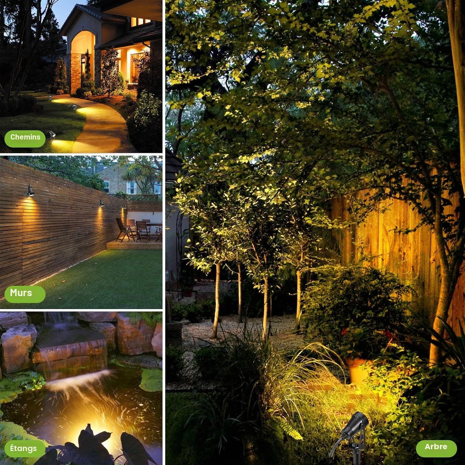 B-right 8 * 3W Spot extérieur LED, Spot de jardin,Éclairage de Jardin, 27m Lampe lumière de Jardin avec câble avec Piquet de Terre, Spot Lumière Exterieur pour Balcon Terrasse