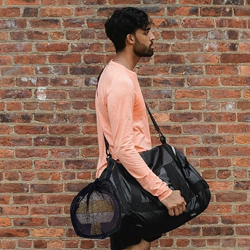 Miniatura 5 de Bolsa de malla individual con apertura extragrande y bolsillo con cremallera, bolsa de baloncesto con hebilla de liberación rápida, se adapta a la