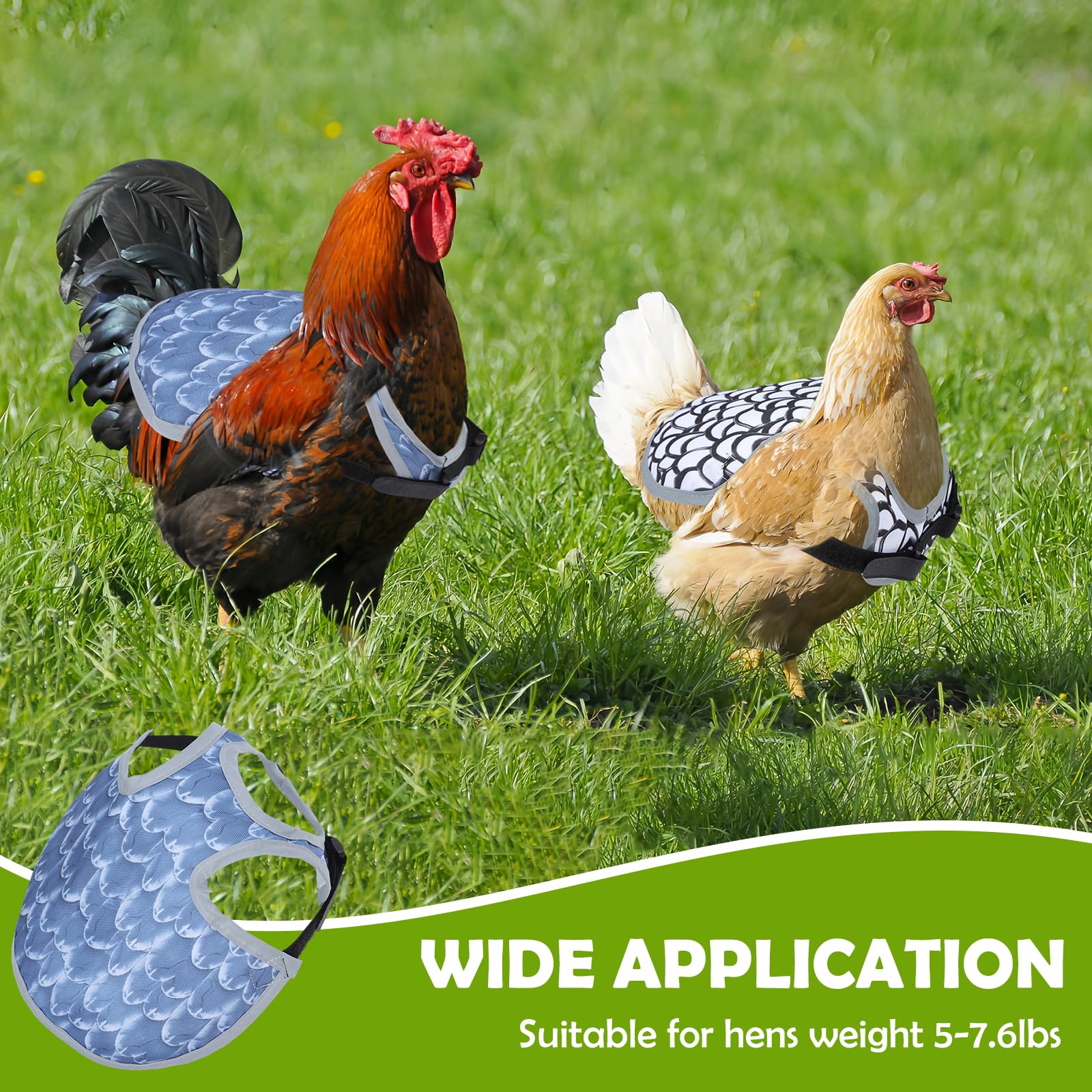 Chicken Saddle for Hens, Laelr 4 PCS Chicken Apron Back Protector for Hens, Waterproof Hen Saddle Chicken Vest with Adjustable Straps for Poultry Back Feather Protection, Easy to Wear — view 5