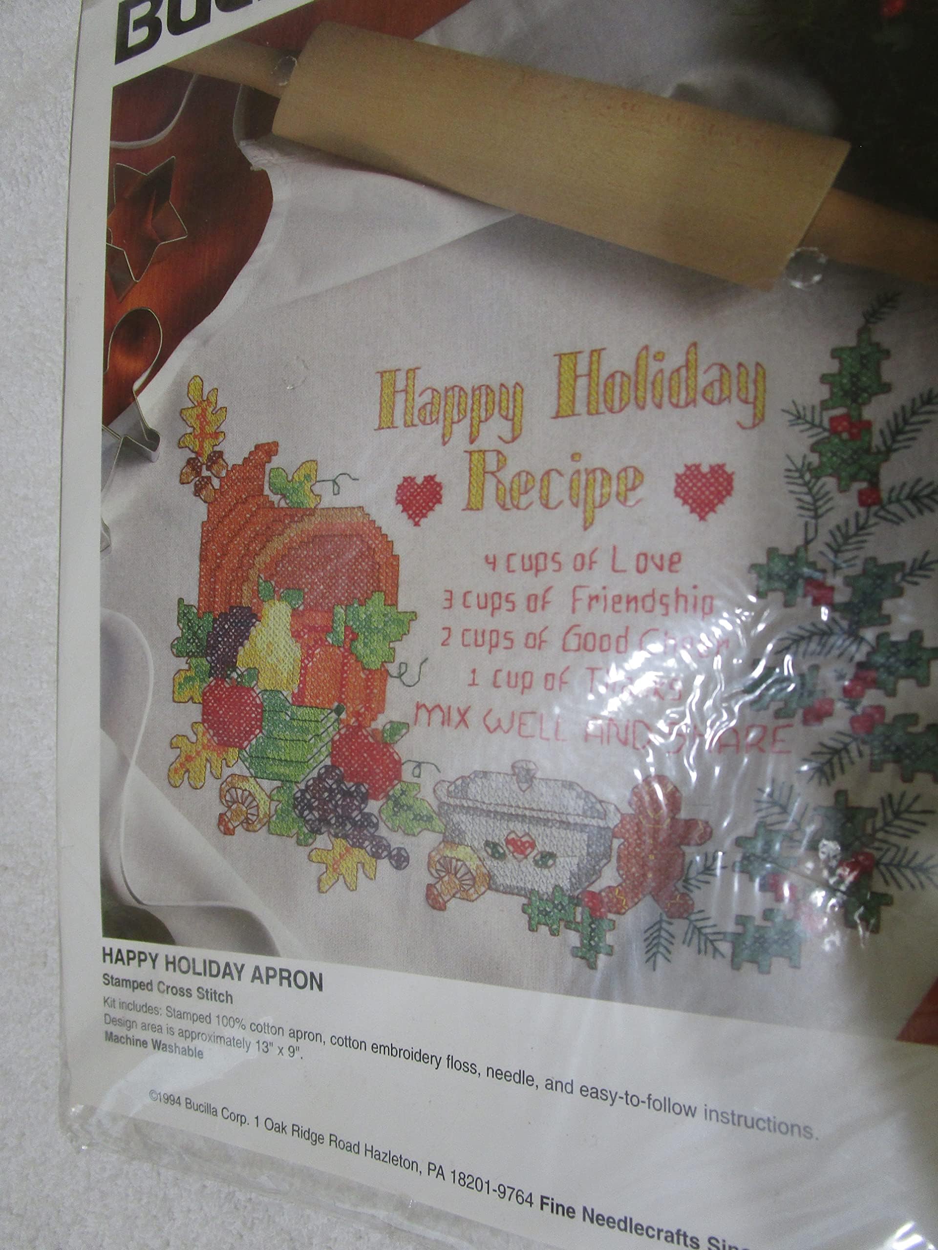 Bucilla - Happy Holiday - Stamped Cross Stitch Apron Kit 64179