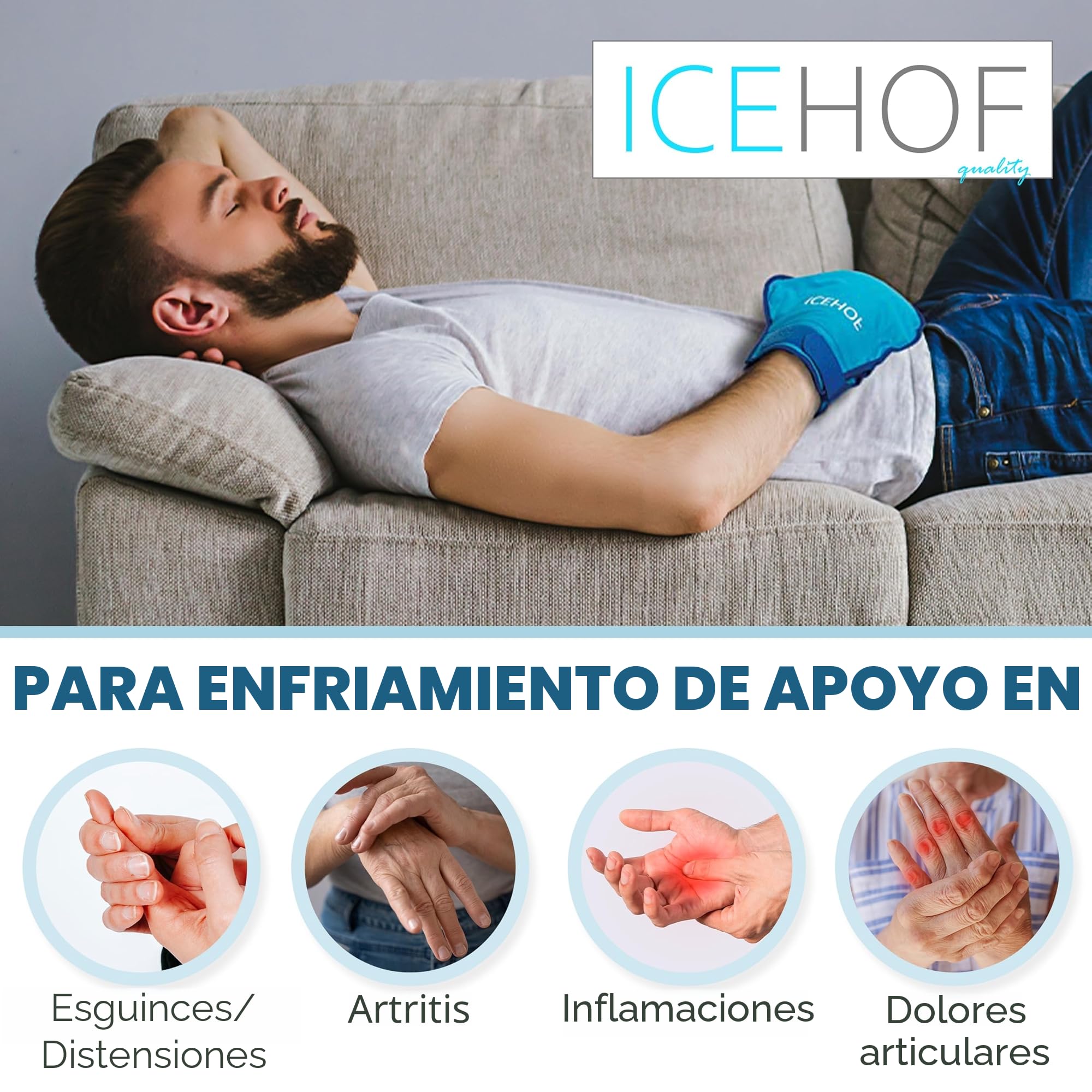 ICEHOF Guantes de refrigeración [2X] Tejido suave – Guantes refrescantes para manos/dedos para quimioterapia/reumatismo – Guantes de gel para el frío