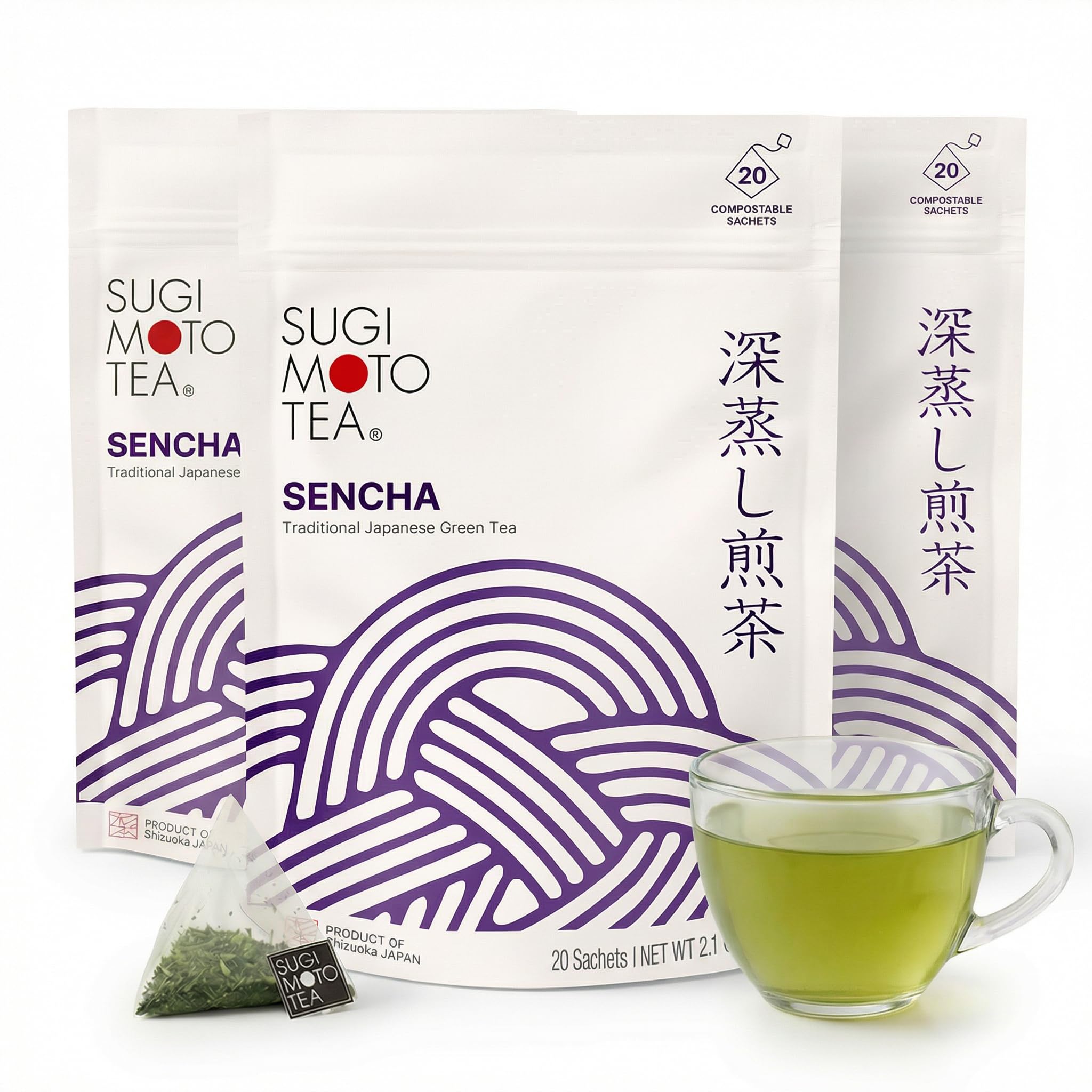 Japanese Green Tea Sencha Fukamushi Tea Bags 20 Count Pack of 3