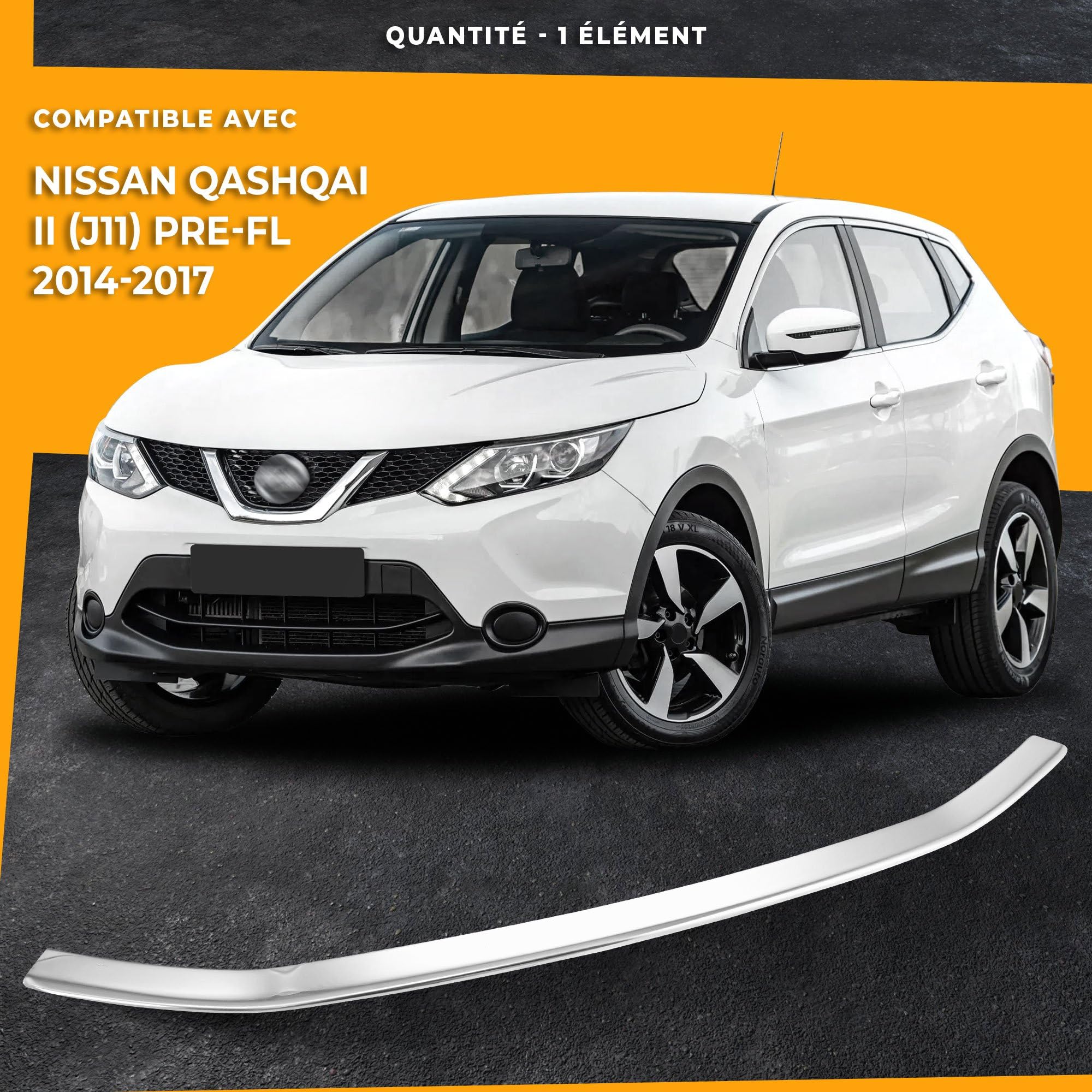 CHROMEMASTER | Compatible avec Nissan Qashqai 2014-2017 | Bande de Calandre de Pare-chocs Avant ; Acier Inoxydable Poli | Neues, Ajustement Parfait ; Nouveau Look Attrayant de la Voiture