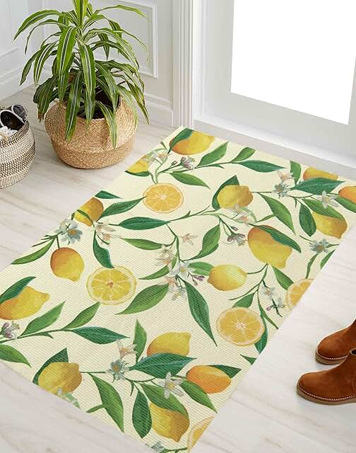 Yellow Floral Area Rugs