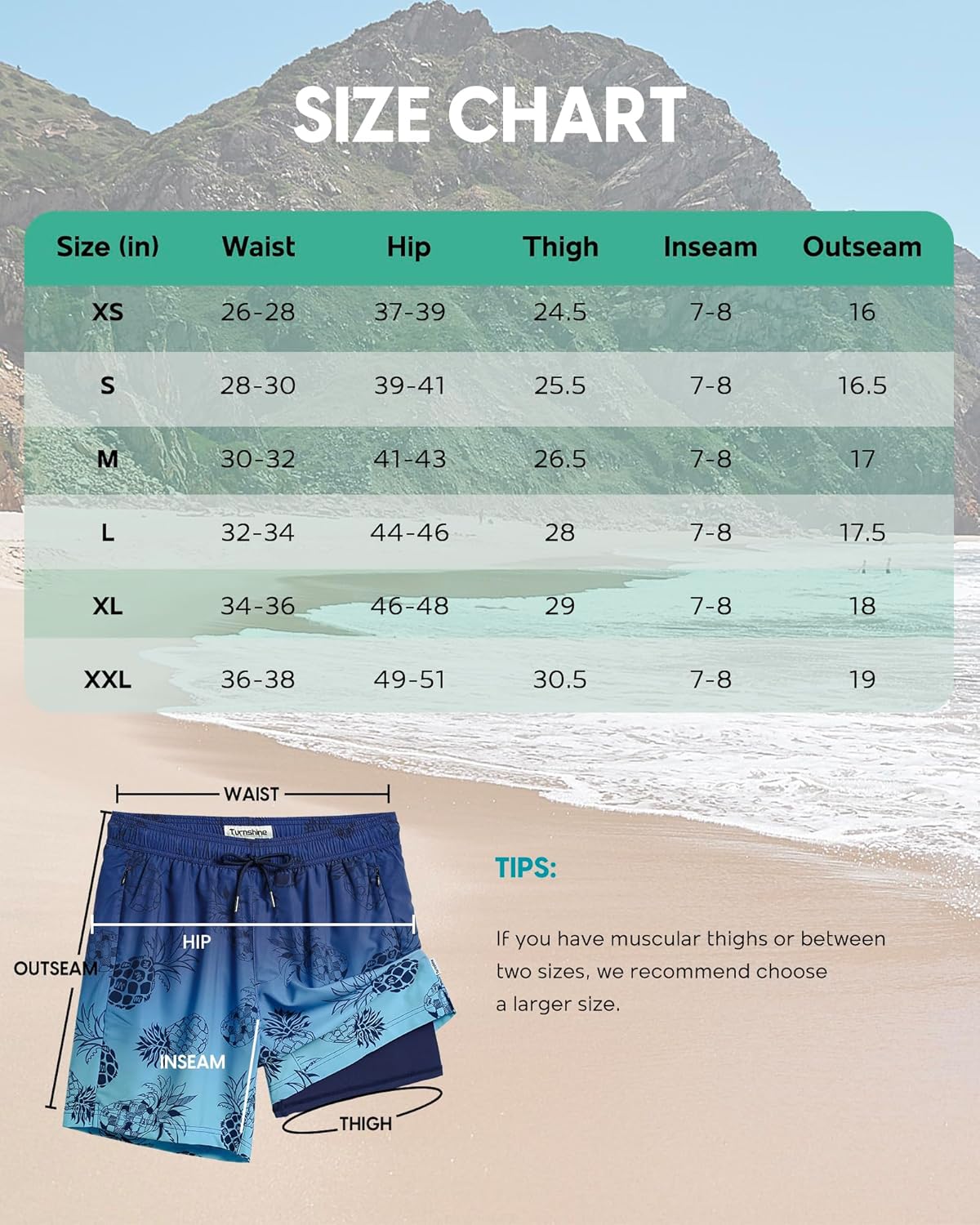 Mens Swim Trunks with Compression Liner Stretch 7" Bathing Suit Beach Shorts - Image 6