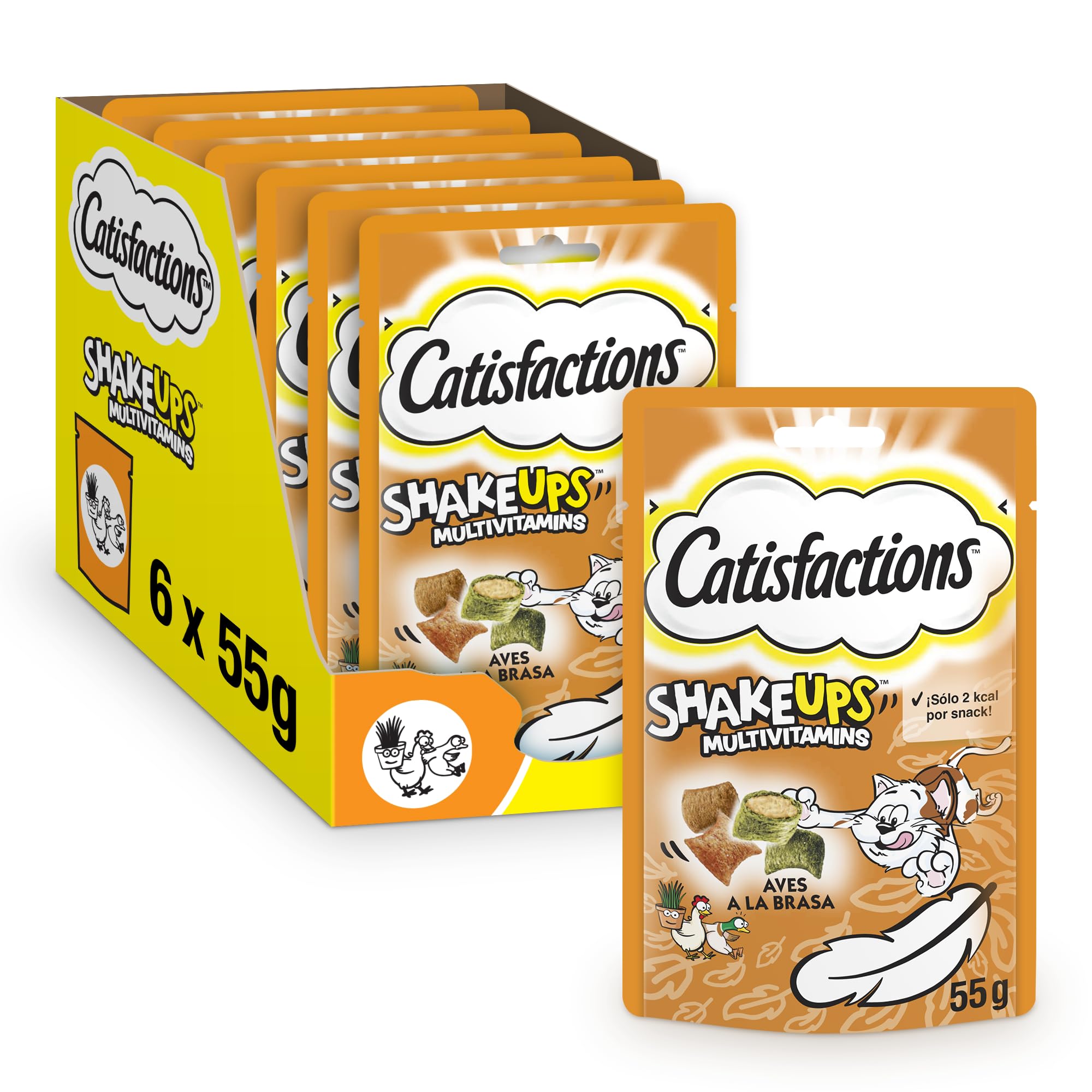 Catisfactions Przekąski dla kota, Shake Ups Multiwitamins Przysmaki z podwórka, 6 opakowań 55 g