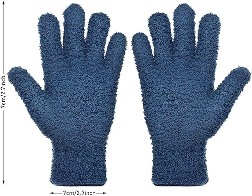 Vista 30 de Patelai Guantes de microfibra para plantas, guantes de limpieza de polvo, color azul marino, 4