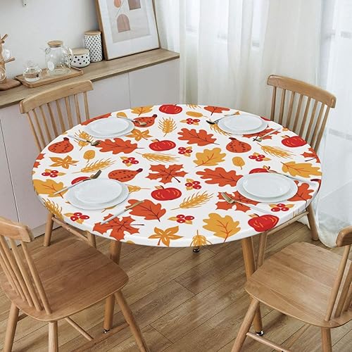 Miniatura 4 de MOOCOM Mantel de Acción de Gracias, ajustable, elástico, redondo, lavable, reutilizable, para cocina, comedor, picnic, fiesta, ajuste de mesa,