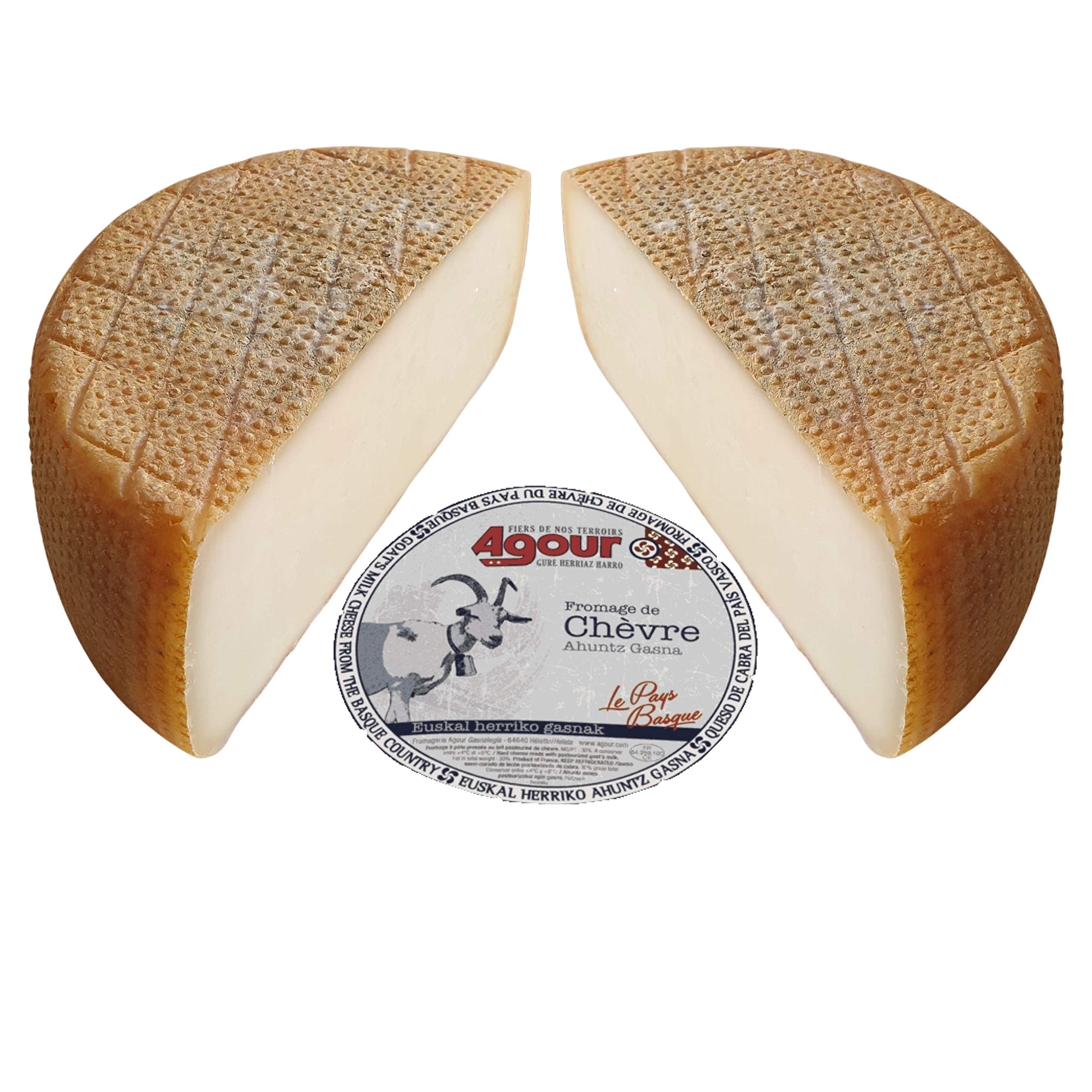 Queso de Cabra del País Vasco Frances - Peso Aproximado 3,1 Kilogramos - Elaborado por el respetado AGOUR, uno de los productores más laureados de todo el mundo en el World Cheese Awards