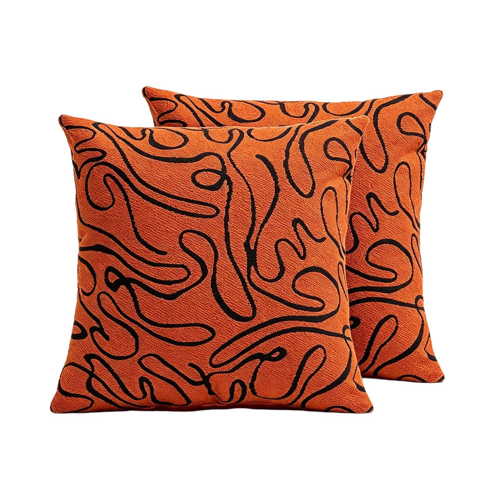 Orange Throw Pillow Covers 18X18 20X20 12X20 In Sofa Decor 2 Pack Cushion Covers