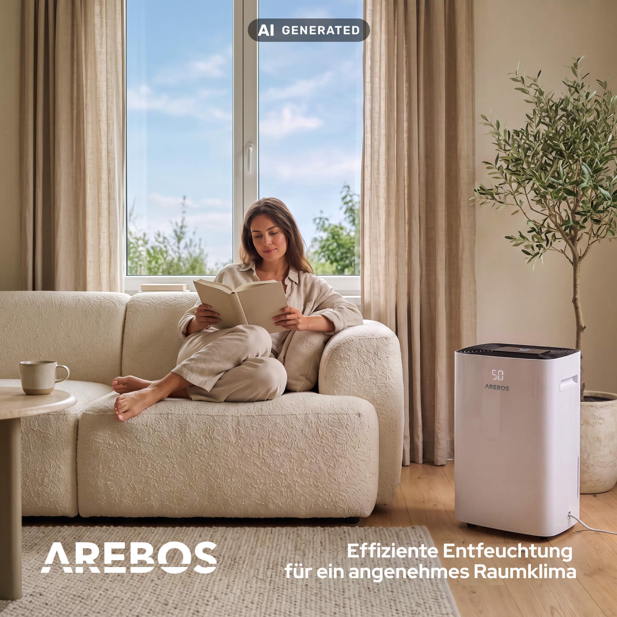 Arebos Luftentfeuchter elektrisch | 30 L/Tag, bis 37 m² | 4,2 L Tank | Weiß