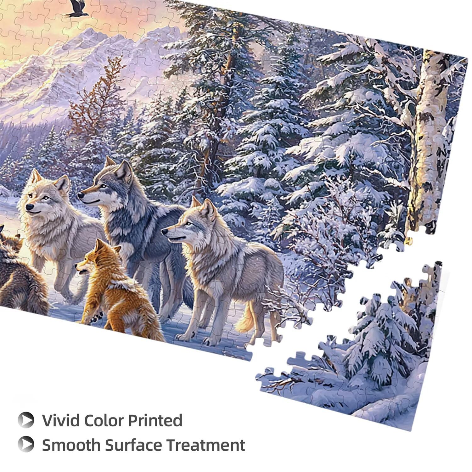 Puzzle dla dorosłych 1692 elementy, zimowy wilk puzzle, trudne, wymagające, puzzle idealnie pasują, napis na plecach, bez pudru, prezent dla seniorów (179 x 31 cm) v152