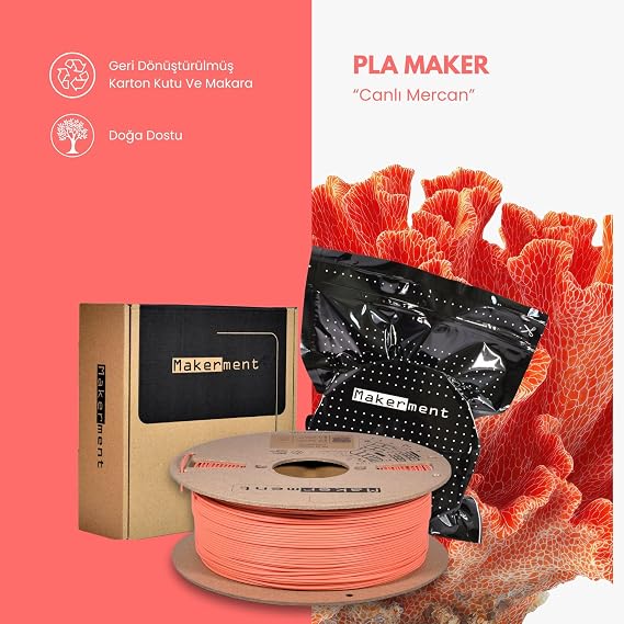 PLA Maker (Canlı Mercan), 1.75mm 1kg 3D Yazıcı PLA Filamenti