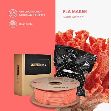 PLA Maker (Canlı Mercan), 1.75mm 1kg 3D Yazıcı PLA Filamenti