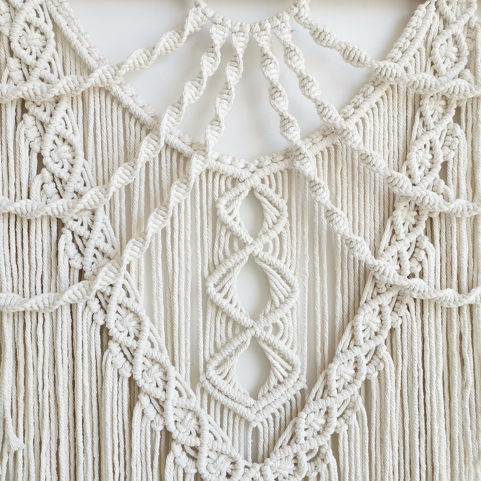 Achart Macrame Wall Hanging Large- Boho Wall Decor- large wall art- Wall Decor Living Room- Macrame Tapestry Boho Decor for Bedroom (Beige-Fringe)