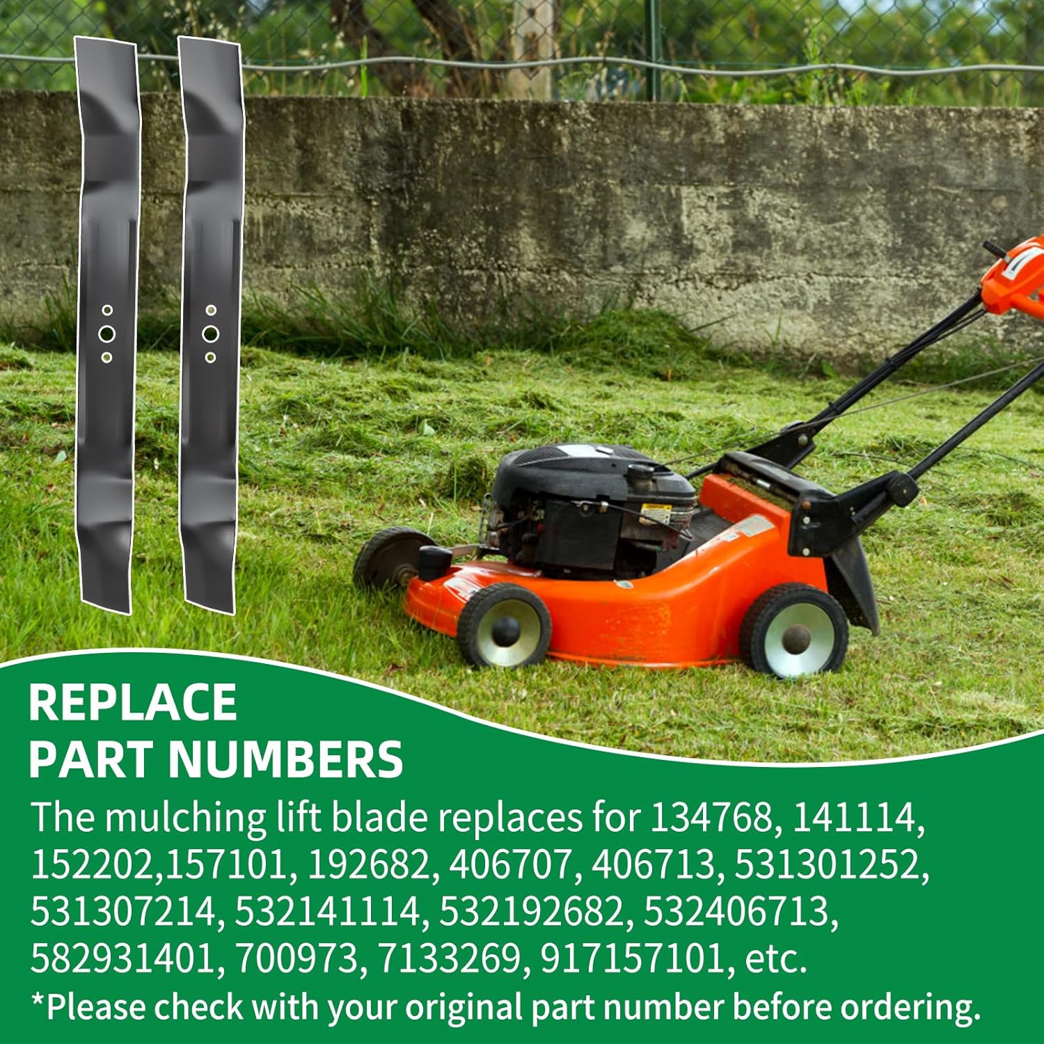 141114 157101 Mower Blades Compatible with Hus qvarna/AYP 22'' Cut Deck, Mulching Blade Replace 406713 134768 532141114 532406713 141114 406713X431 Lawnmower Blade, Fit for 225114X92E2, 2 Pack