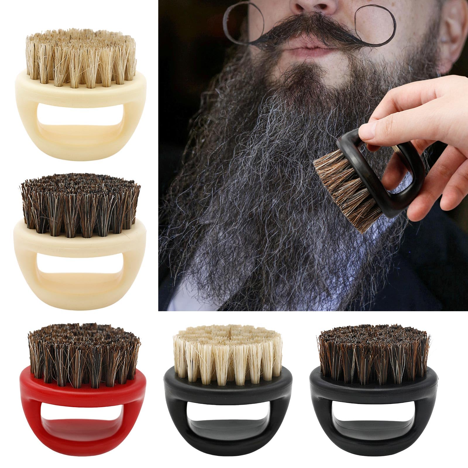 Fashion Boar Bristles Mustache Brush Comfortable Handle Beard Styling Accessory Accessory For Men's Grooming