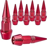 Vista 53 de 4 piezas de tapas de válvula de neumático con estilo púas, cubiertas de válvula de neumático universales de aleación de aluminio a prueba de polvo