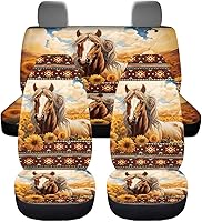 Vista 8 de Fundas de asiento de automóvil con diseño de girasol para SUV, camión, camioneta, caballo azteca, funda de asiento delantero y trasero, accesorios