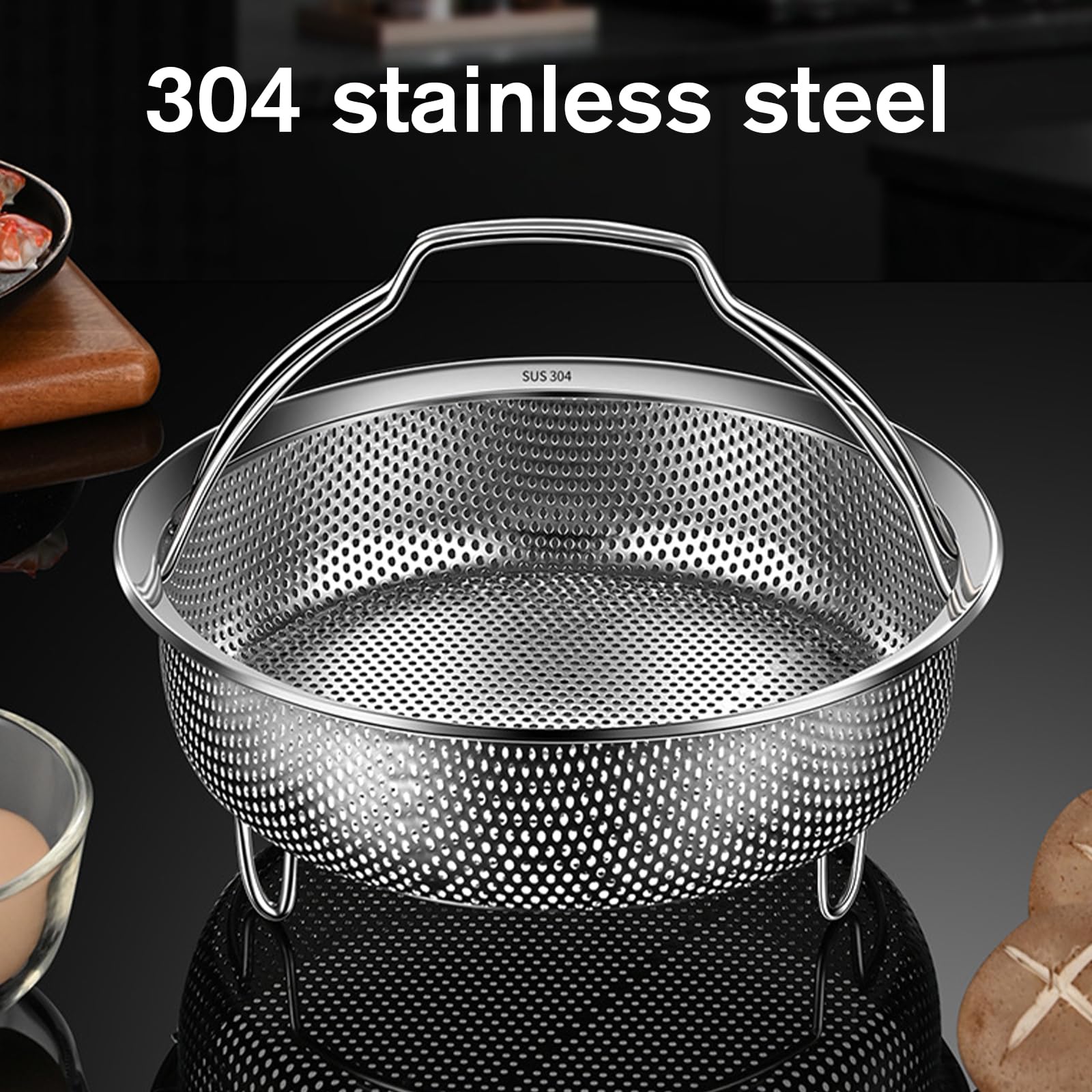 Panier Vapeur En Acier Inoxydable - Avec Poignée, Multi-usage (riz, Légumes, Fruits) | Facile à Nettoyer, Lavable Au Lave-vaisselle