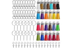 Keychain Tassles Cridoz 300 PCS Bulk Keychains with Jump Rings and Screw...