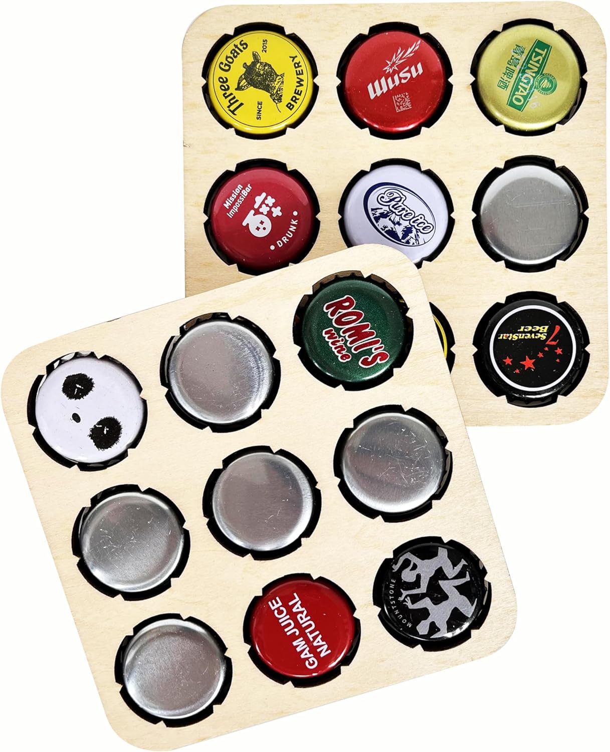 2 Pack Wood Beer Cap Collector Coaster, Birthday Gift for