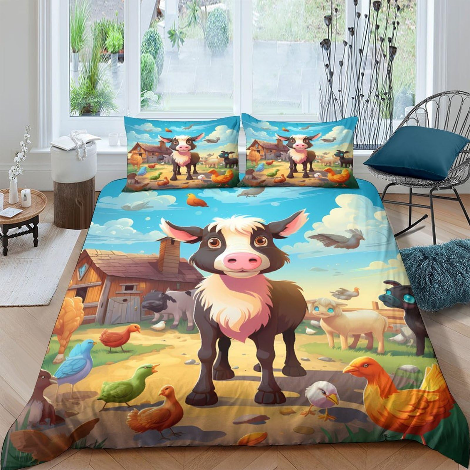 Ctjqhvkz Style-7 3D Printed Farm Animal Fitted Sheet Microfiber Soft Cartoon Barn Mattress Cover For Bedroom Dorm Room Decor Single（135X200cm）