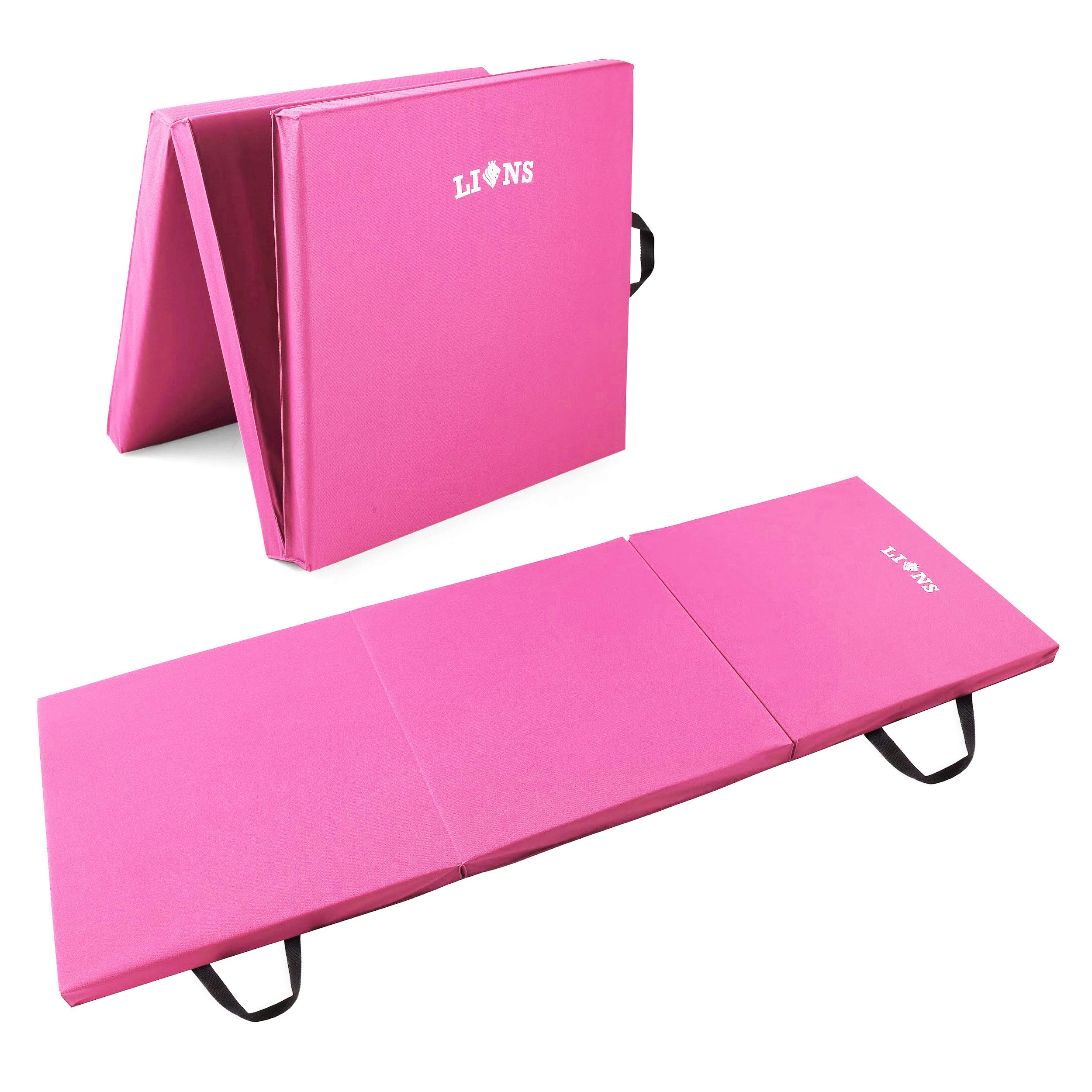 Yoga Tri Folding Gymnastics Exercise Mat Fitness Workout Camping Non Slip 5cm Thick Foam Mats (Pink)