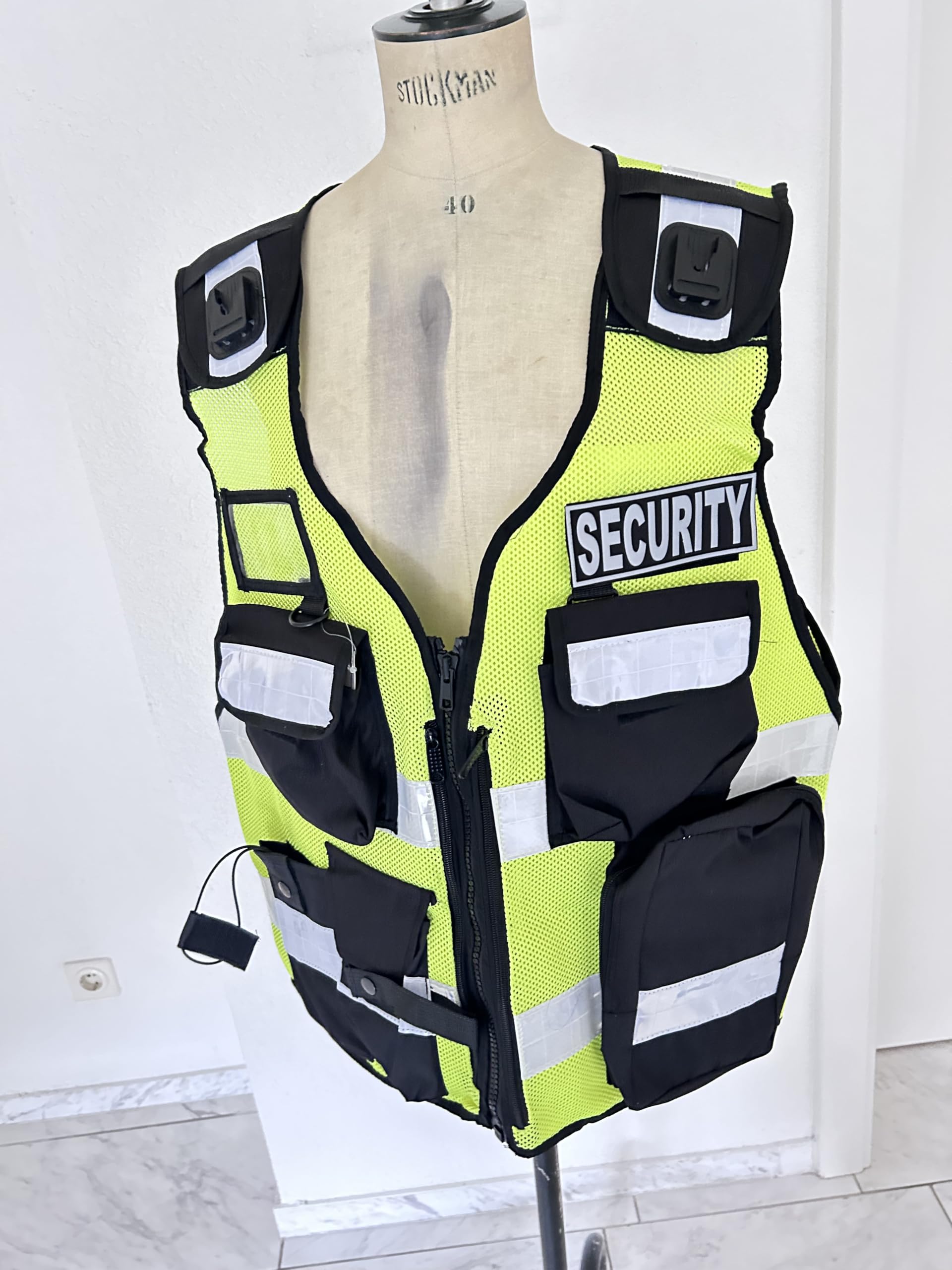 Sicherheitsweste Reflektierend 201 Gelb Schwarz + Security | Schutzweste, Securityweste, Einsatzweste, Kennzeichnungsweste, Reflektierend, Multifunktionsweste