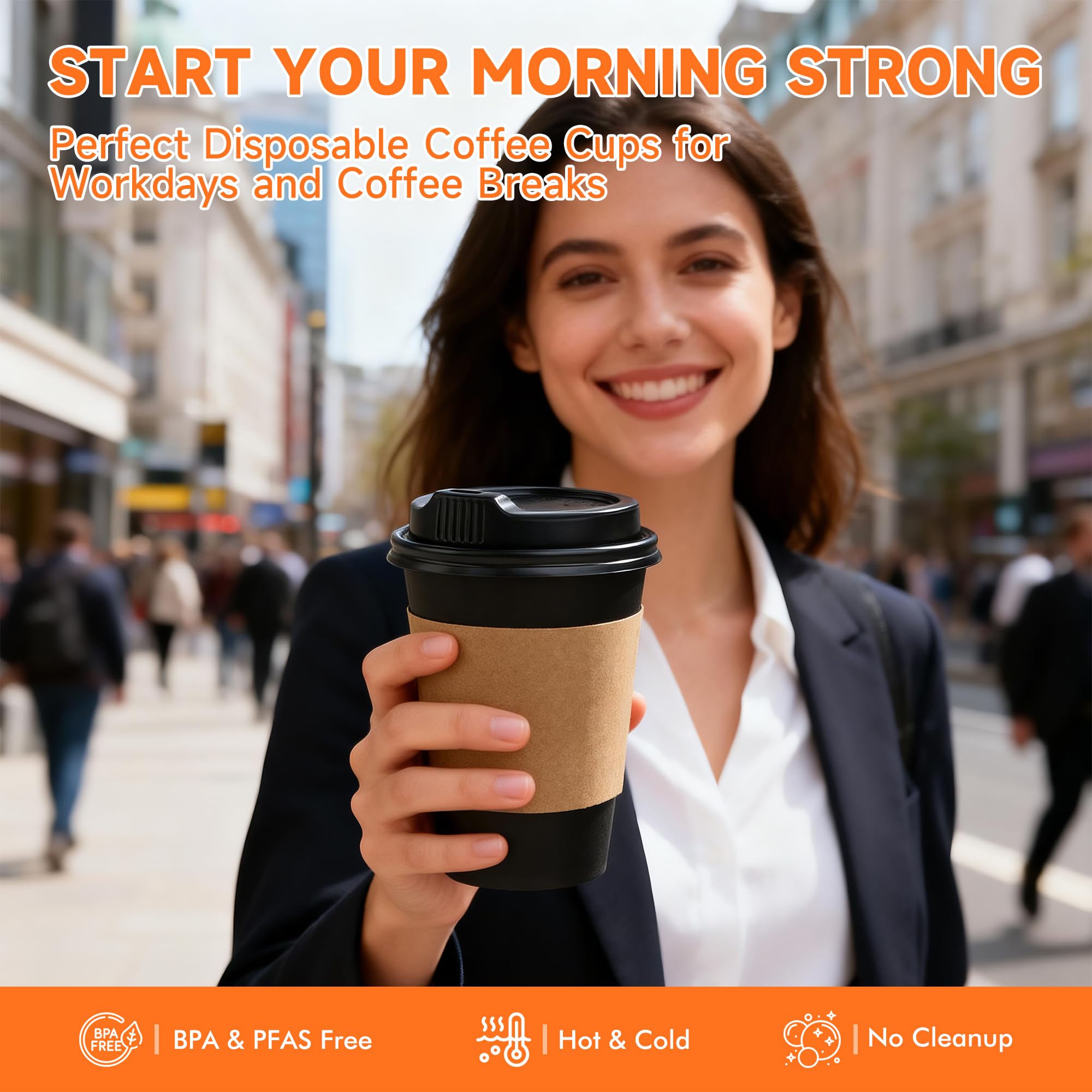 METAPRINT 100 Pack 16 oz Disposable Coffee Cups with Lids and Sleeves — Amazon image 5