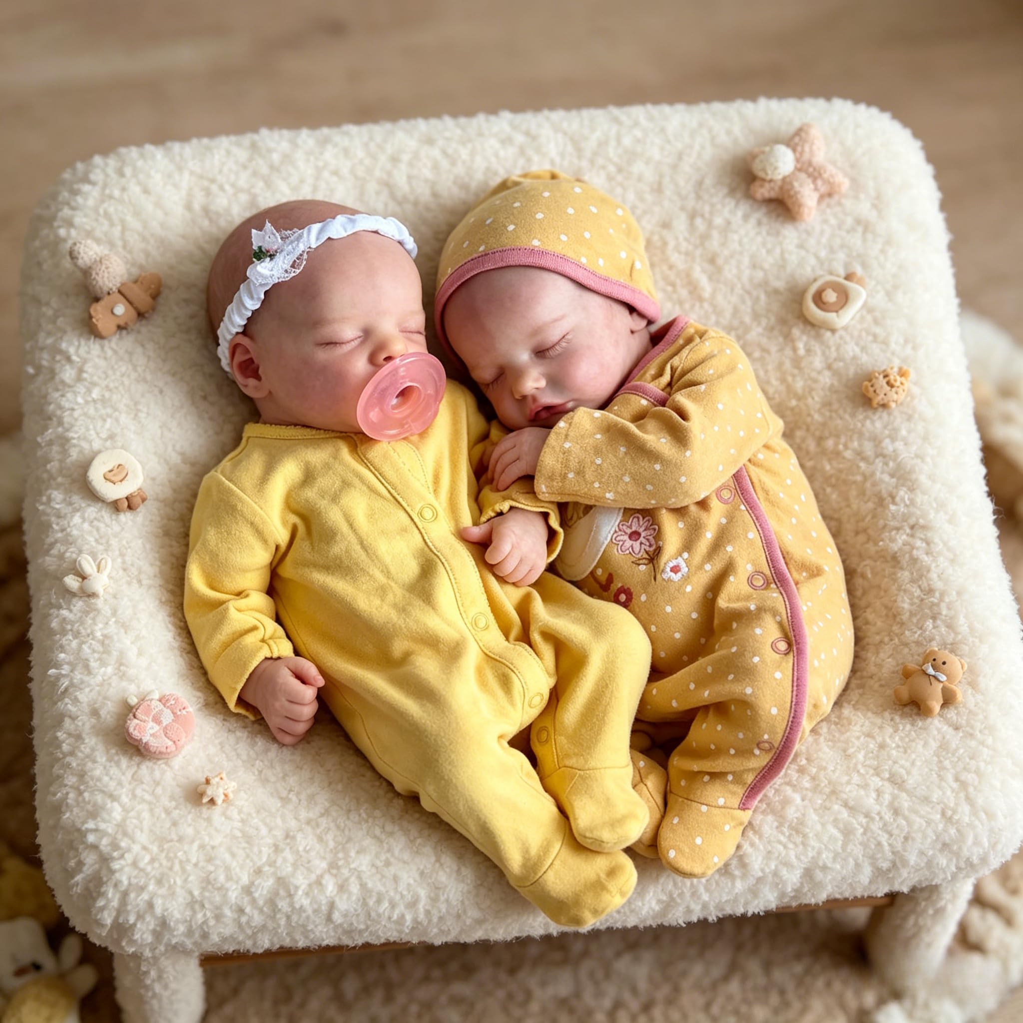 45,7 cm große Silikon-Puppe für Neugeborene, schlafende Mädchen, realistische Neugeborene, Zwillinge, Babypuppen, Schwester, Mädchen, lebensechte weiche Vinyl-Twins, Babys, Spielzeug