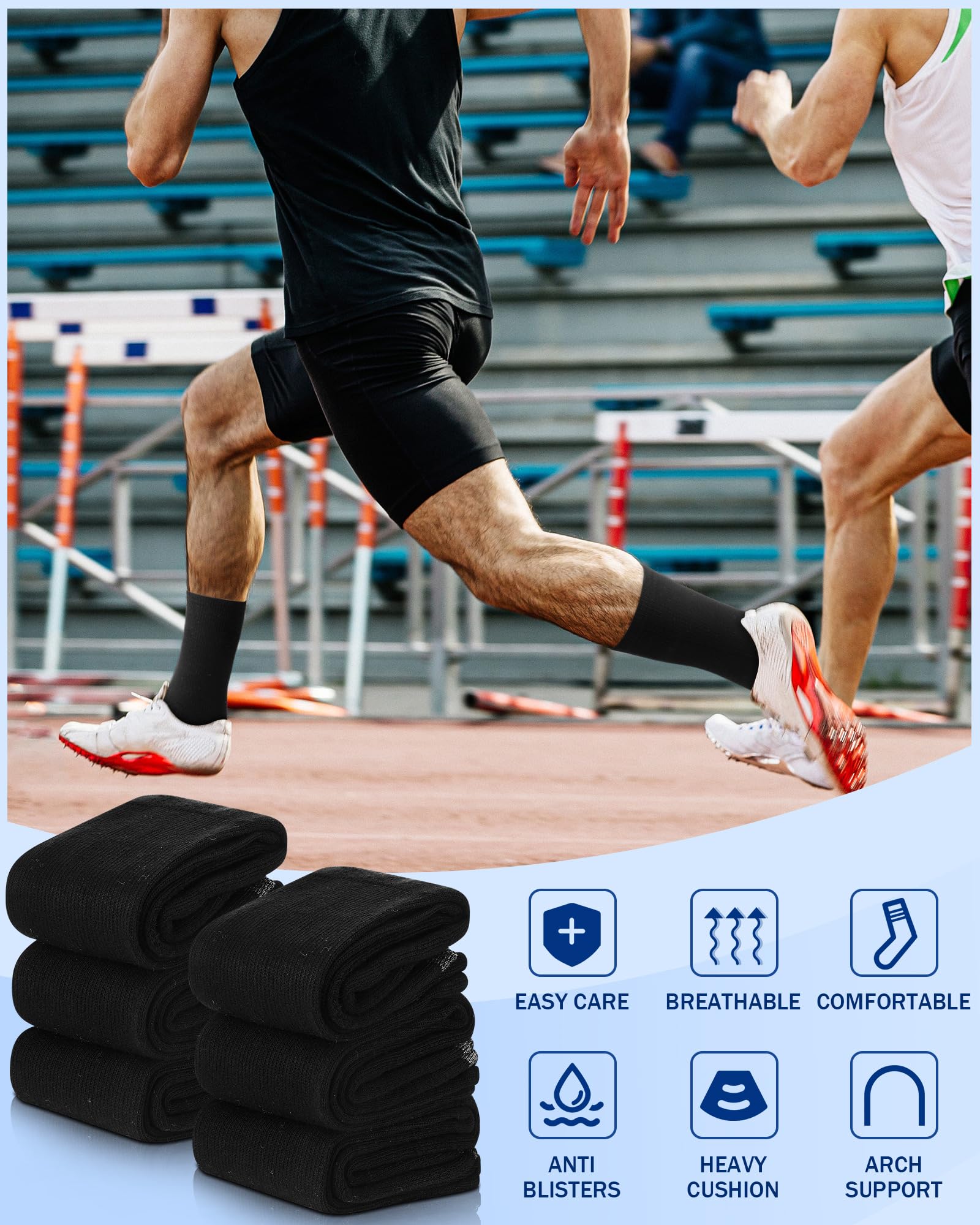 Skicuff 24 pares de calcetines acolchados para hombre, transpirables, atléticos, calcetines deportivos al aire libre para hombres de 6 a 13 años, para trabajo y correr