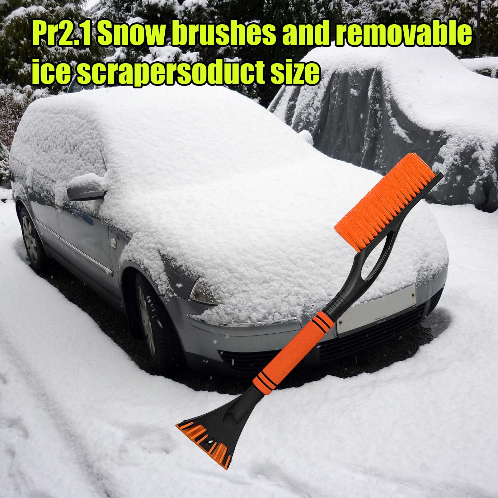 Dickno 61 cm Auto-Schneeschaber und Bürste, abnehmbarer, kratzfreier Eiskratzer mit ergonomischem Schaumstoffgriff, universelles Winter-Schnee-Entfernungswerkzeug für Auto-Windschutzscheiben-Fenster