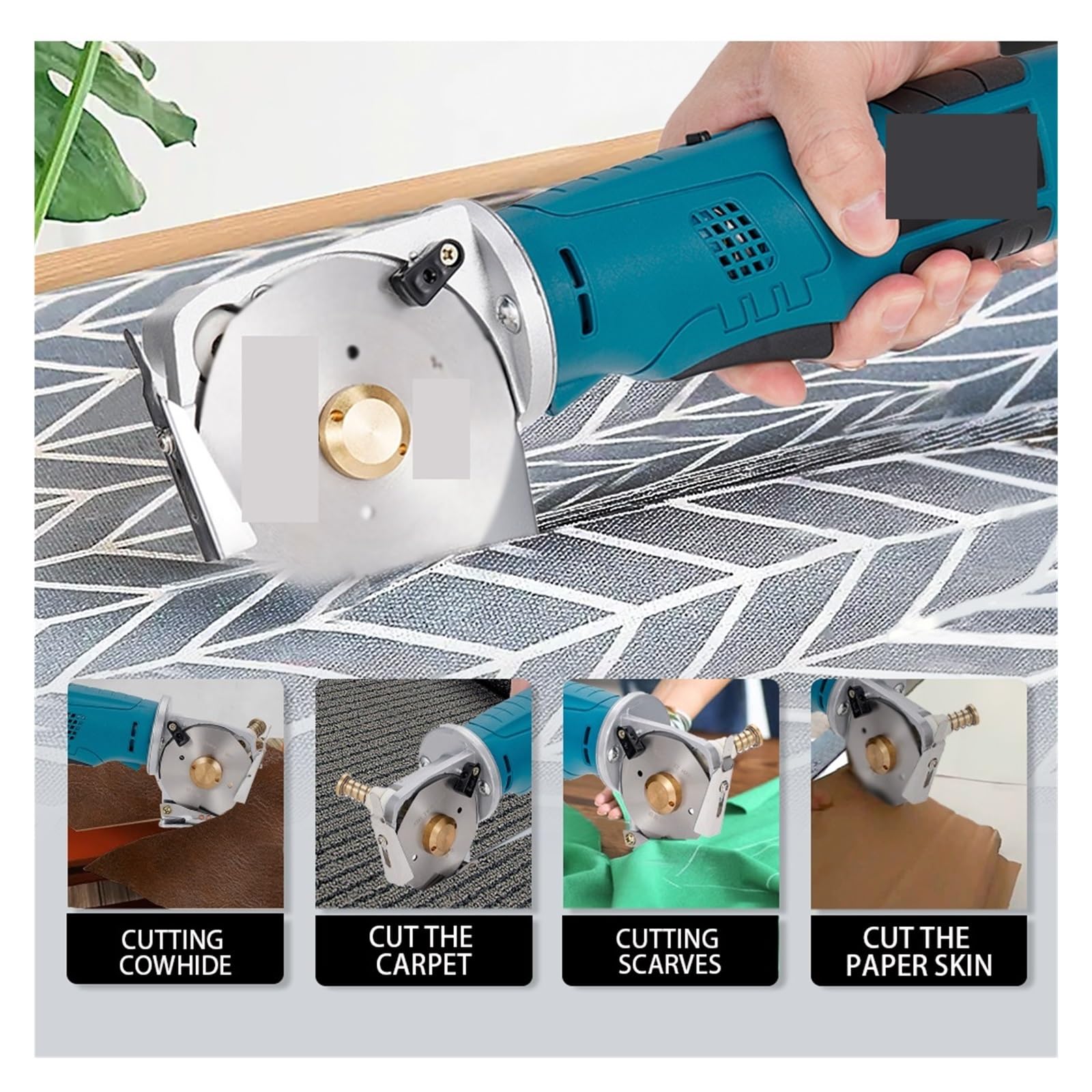 Tijeras Redondas eléctricas, máquina rotativa de Corte de Tela, Potente Herramienta de Corte de Tela de Fieltro de Cuero(2Battery 1Charger)