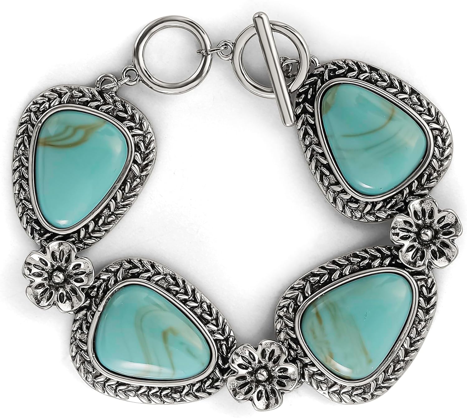 Jessica Simpson Womens Turquoise Bracelet - Oxidized Silver or Gold-Tone Bracelet with Turquoise Stones
