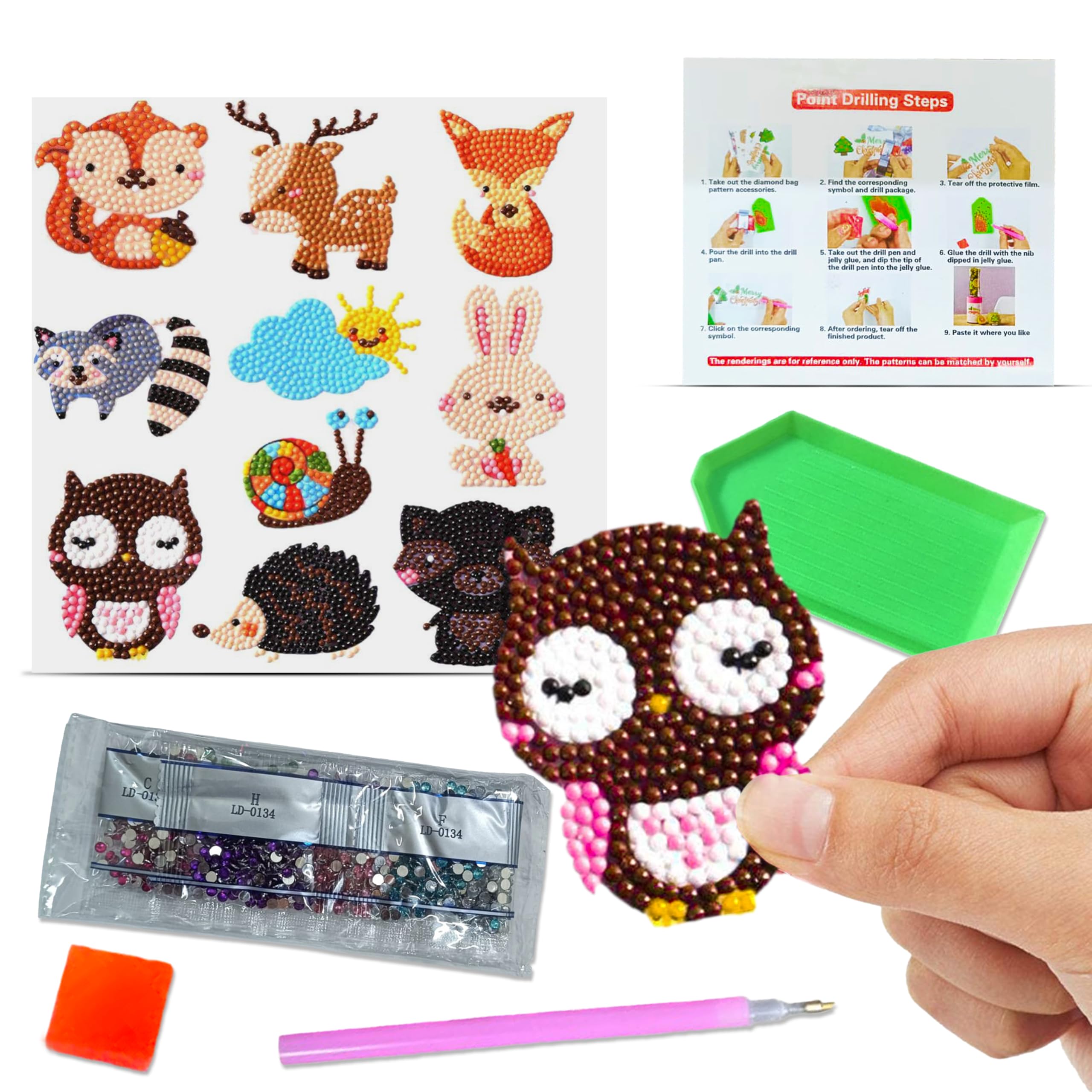 LitVibes Resin Diy Diamond Painting 5D Stickers, Mosaic Diamond Stickers Art And Craft Kit For Kids & Children - (Animals)